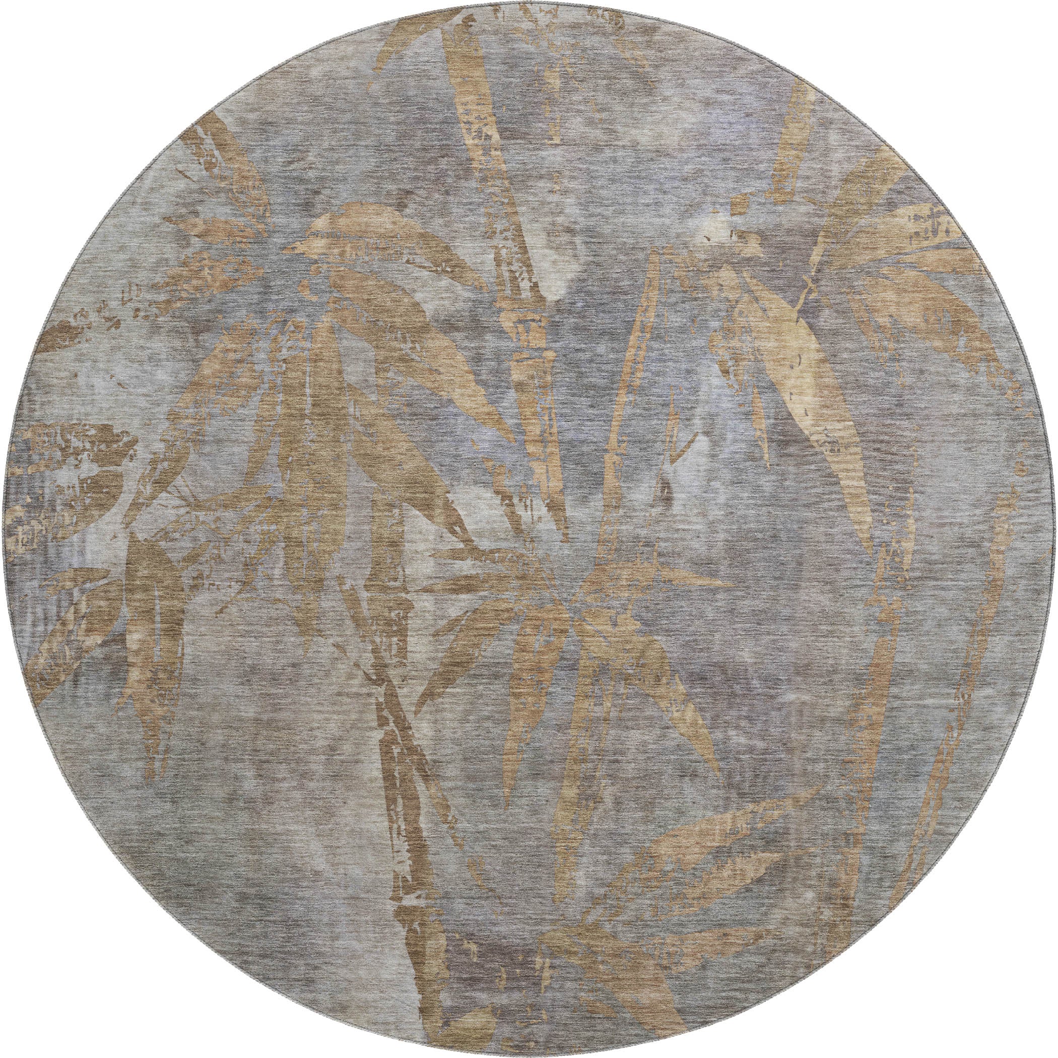 Vienna Machine Washable Transitional Khaki Brown Rug 8' x 8' #shape_Round