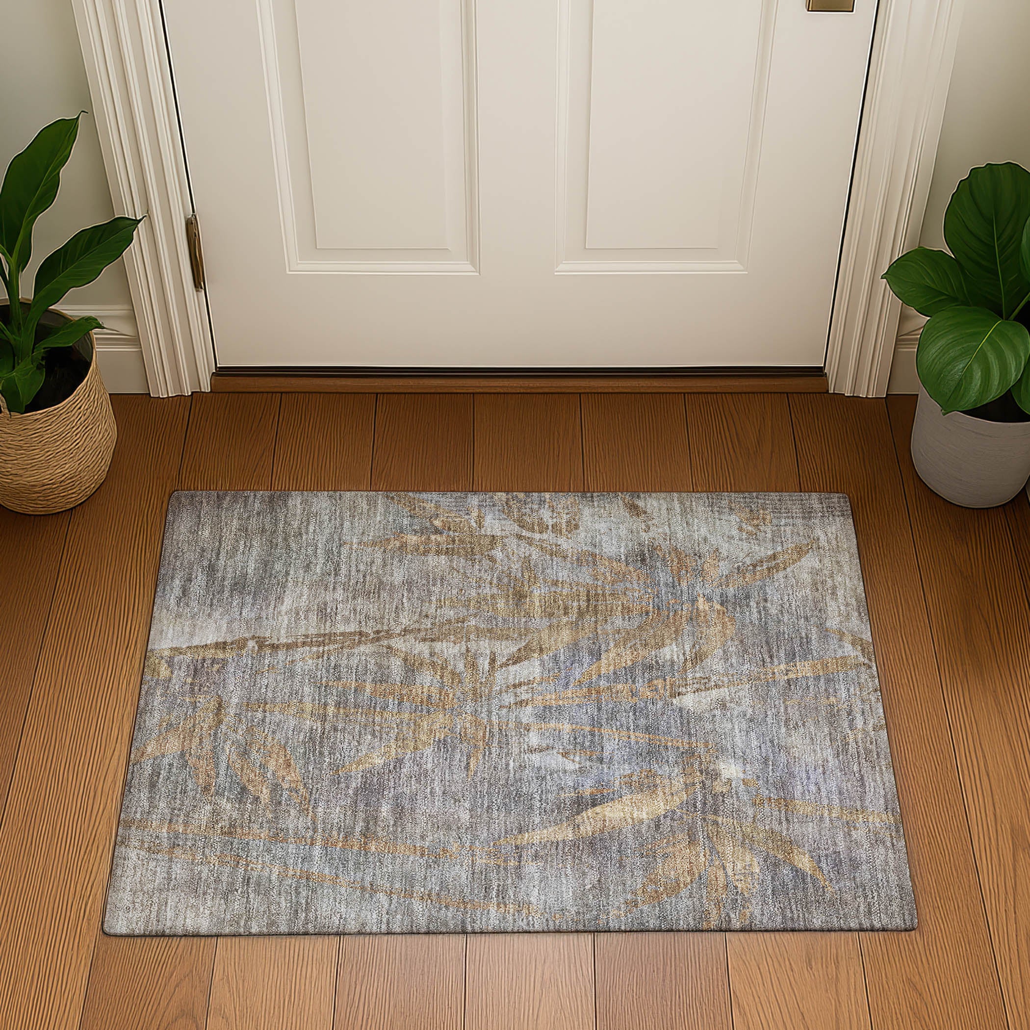 Vienna Machine Washable Transitional Khaki Brown Rug 1'8" x 2'6" #shape_Rectangle
