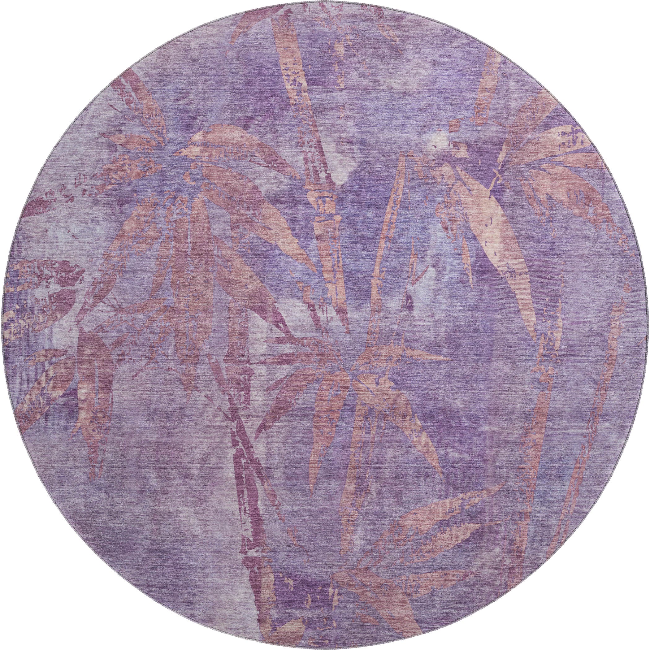 Vienna Machine Washable Transitional Plum Purple Rug 8' x 8' #shape_Round