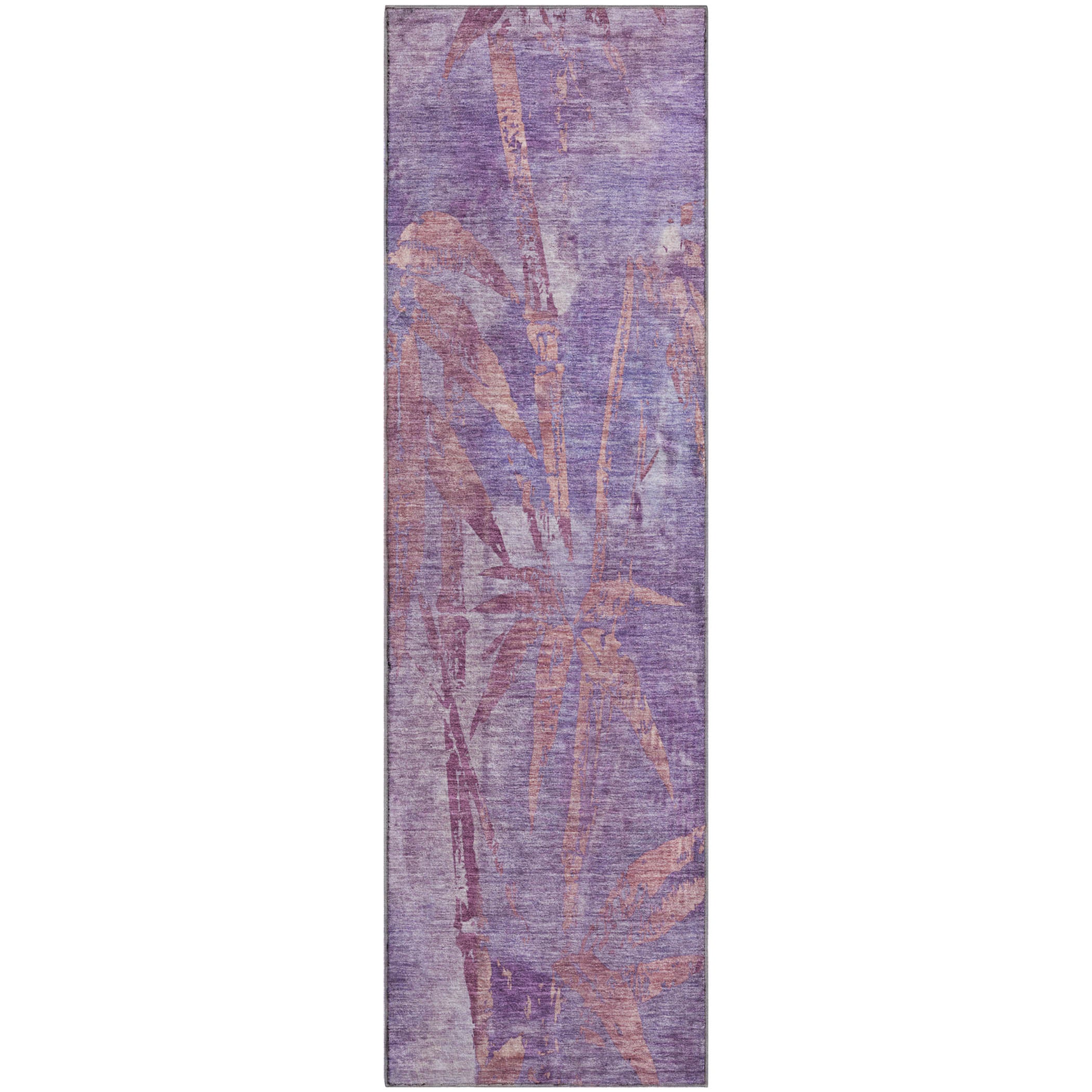 Vienna Machine Washable Transitional Plum Purple Rug 2'3" x 7'6" #shape_Runner