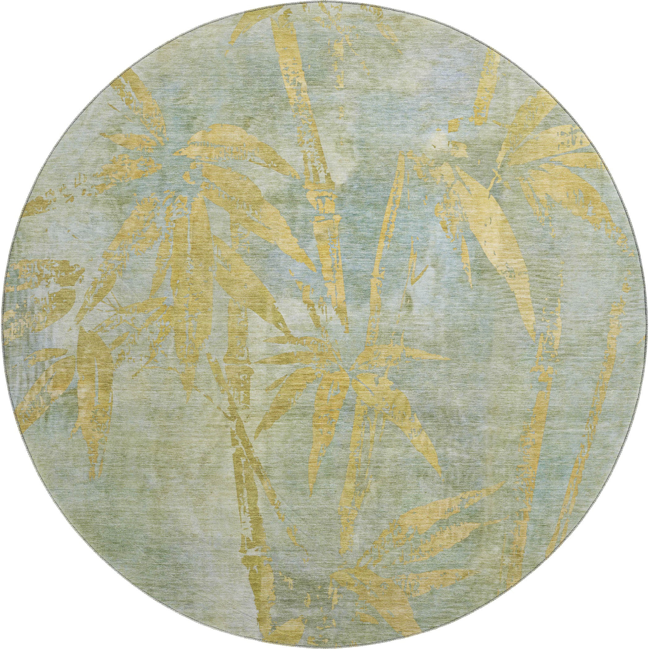 Vienna Machine Washable Transitional Sage Green Rug 8' x 8' #shape_Round