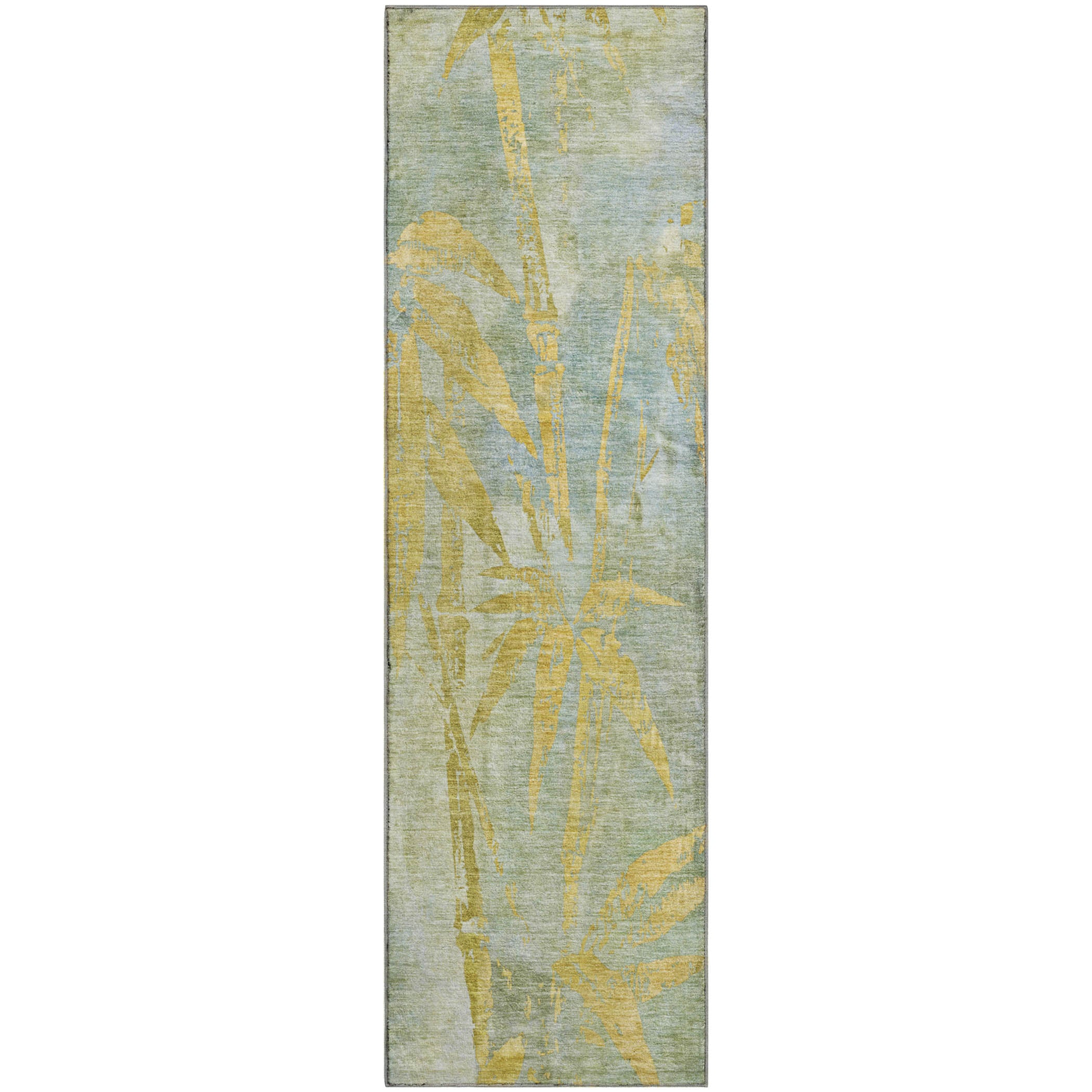 Vienna Machine Washable Transitional Sage Green Rug 2'3" x 7'6" #shape_Runner