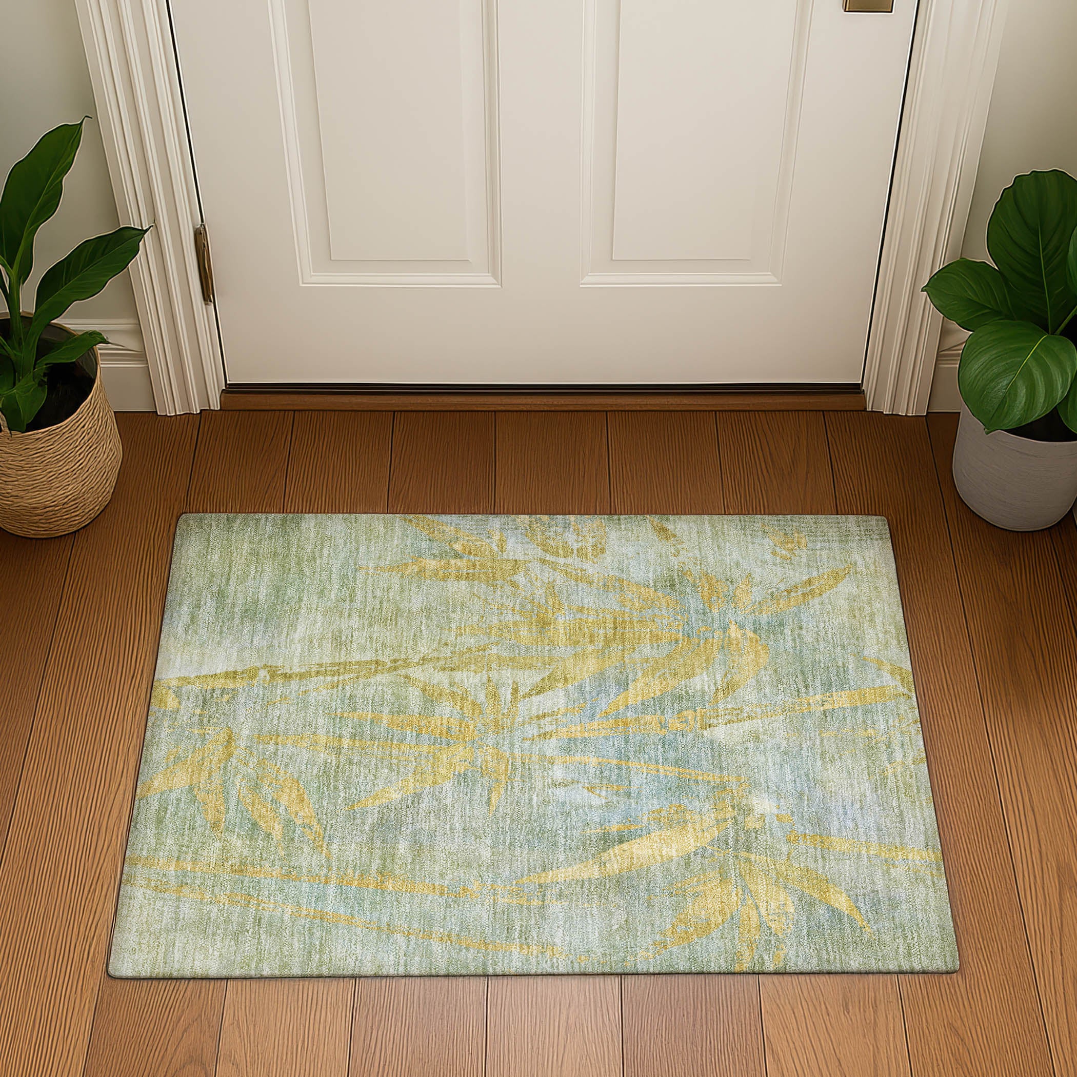 Vienna Machine Washable Transitional Sage Green Rug 1'8" x 2'6" #shape_Rectangle