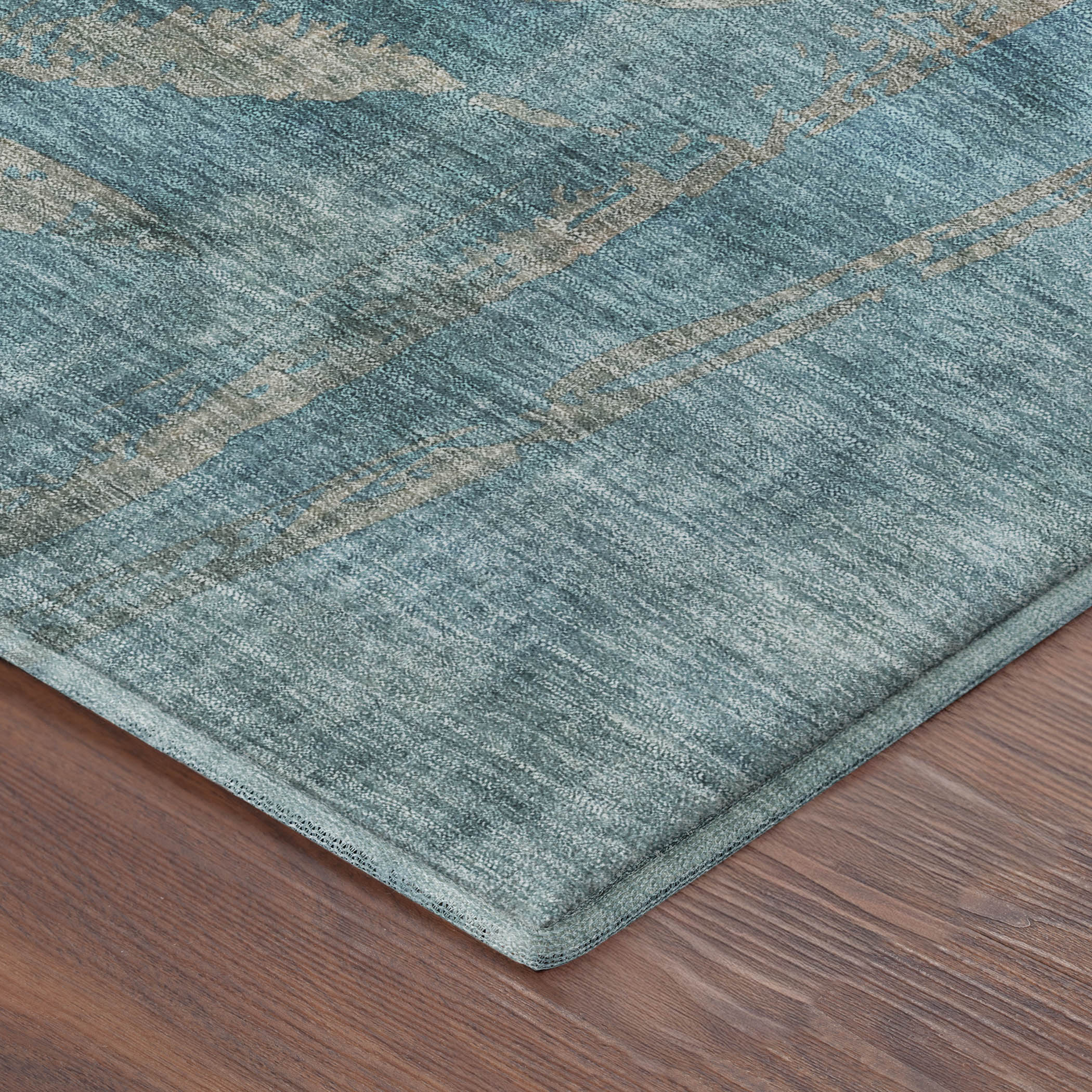 Vienna Machine Washable Transitional Seafoam Blue Rug 1'8" x 2'6" #shape_Rectangle