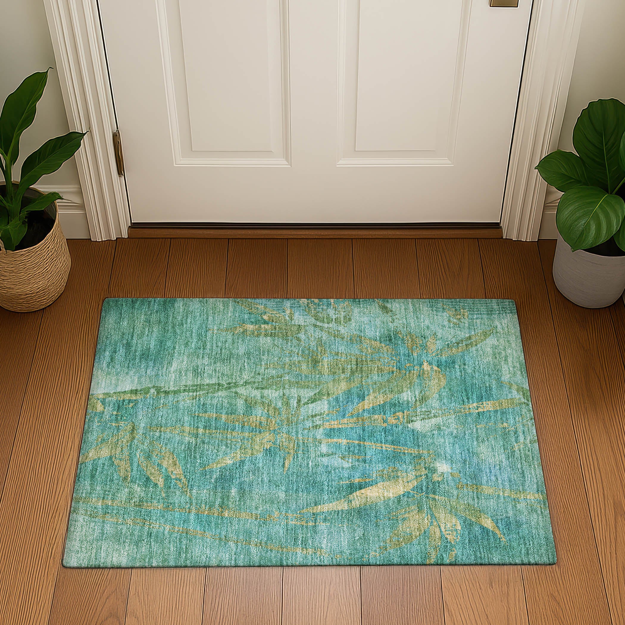 Vienna Machine Washable Transitional Teal Rug 1'8" x 2'6" #shape_Rectangle