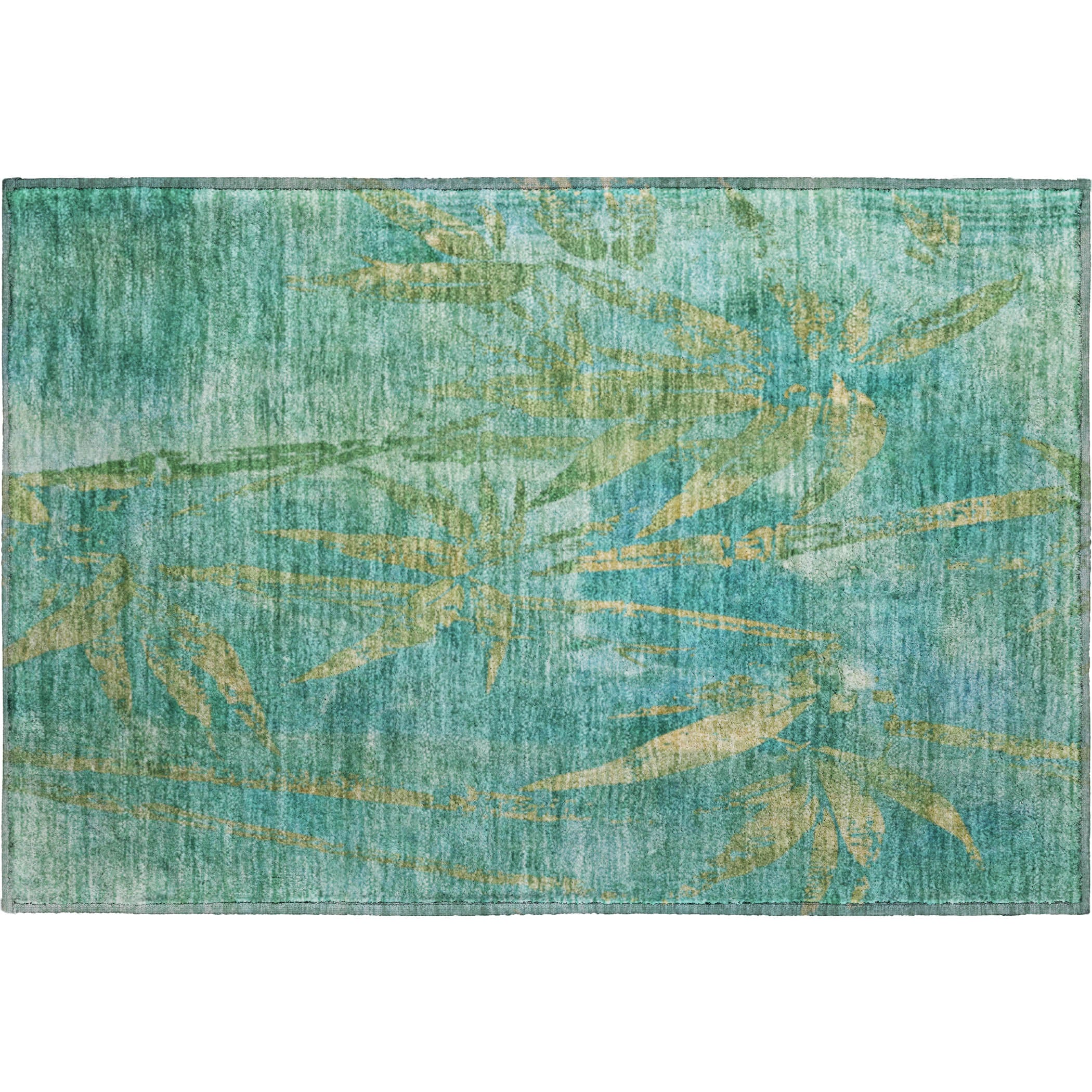 Vienna Machine Washable Transitional Teal Rug 1'8" x 2'6" #shape_Rectangle