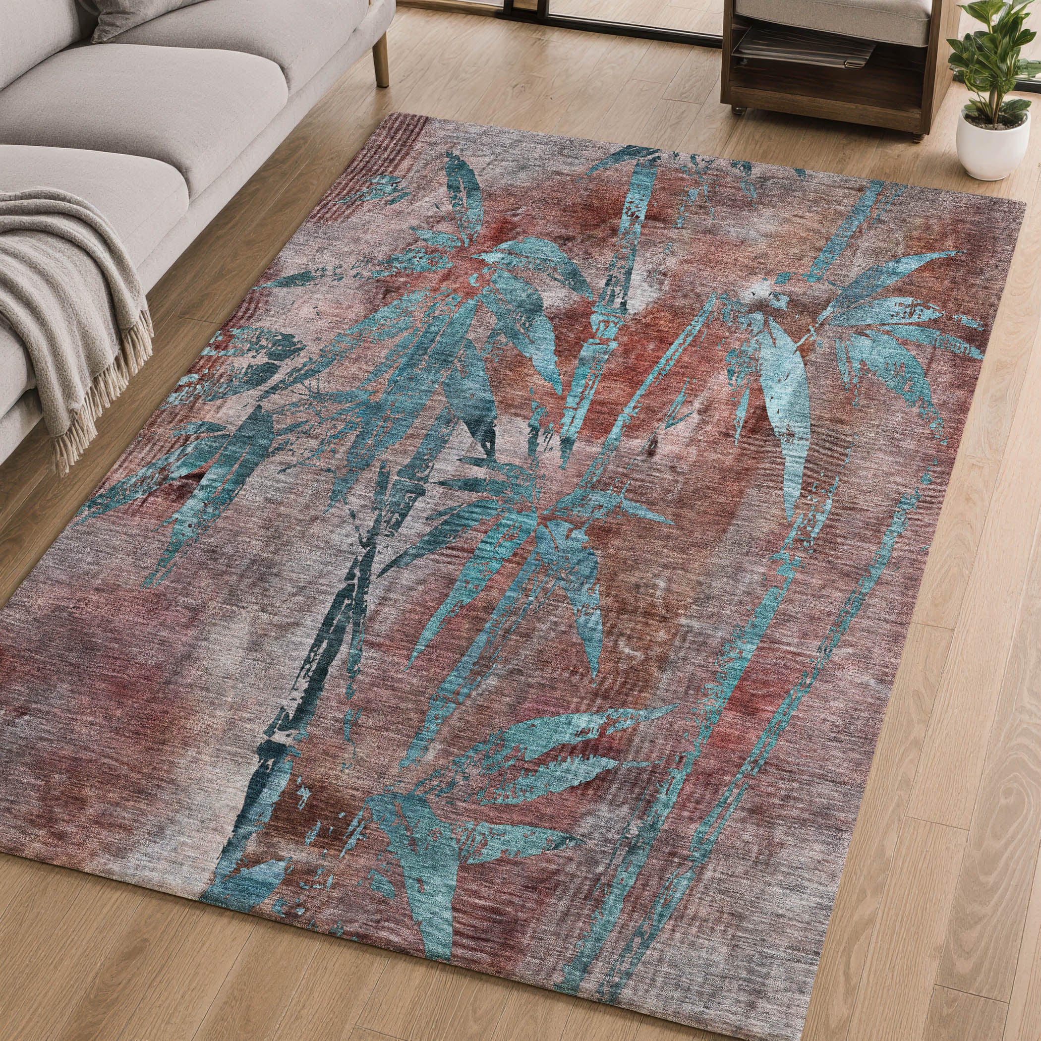Vienna Machine Washable Transitional Terracotta Orange Rug 2'6" x 3'10" #shape_Rectangle
