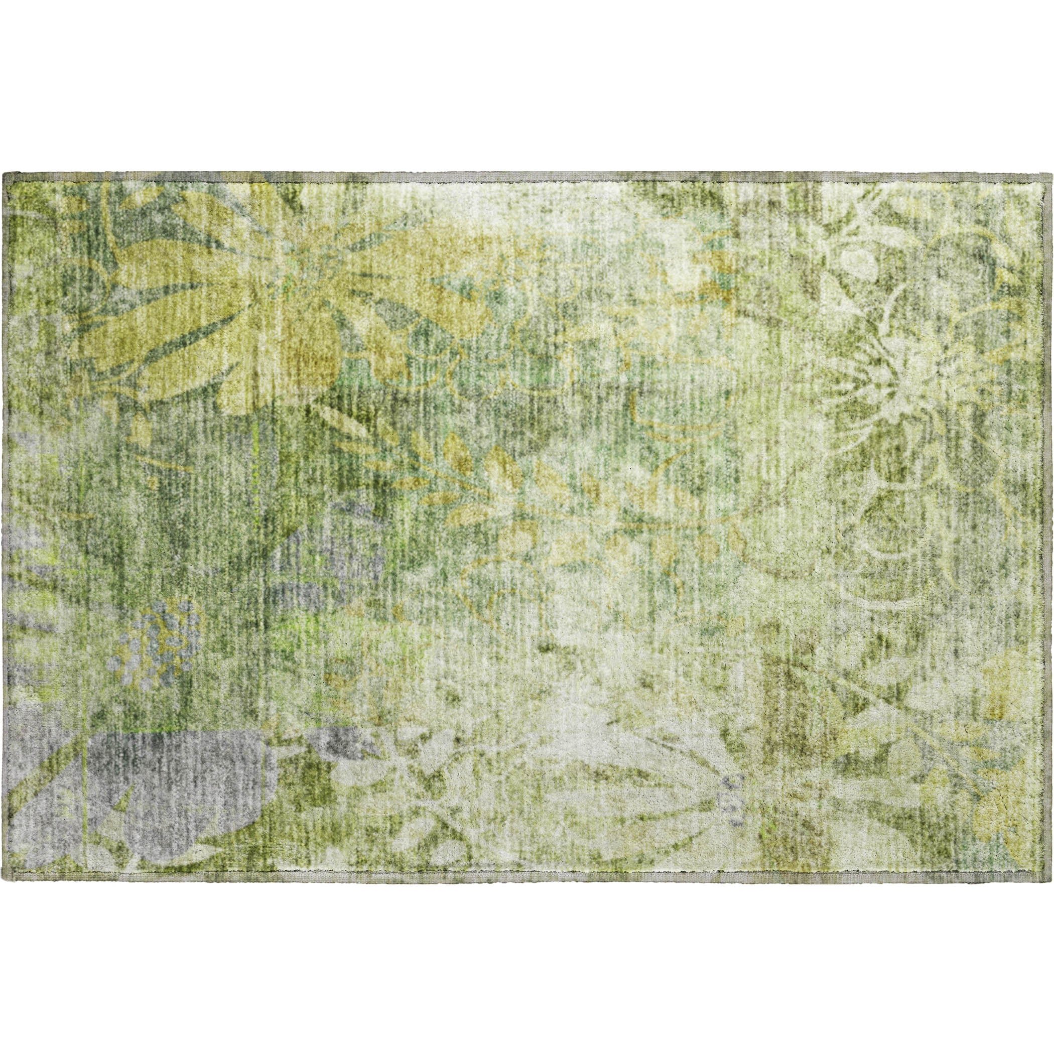 Lisbon Machine Washable Transitional Aloe Green Rug 1'8" x 2'6" #shape_Rectangle