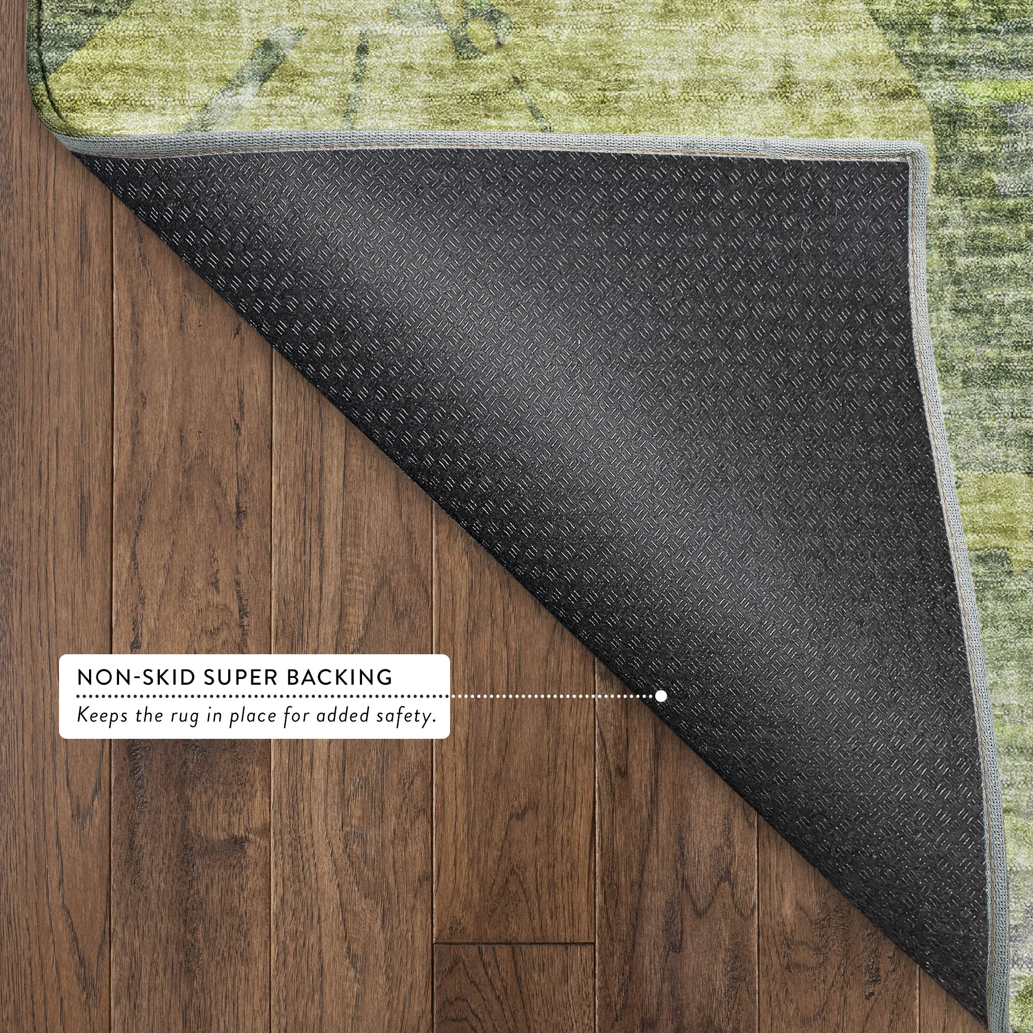 Lisbon Machine Washable Transitional Aloe Green Rug 1'8" x 2'6" #shape_Rectangle