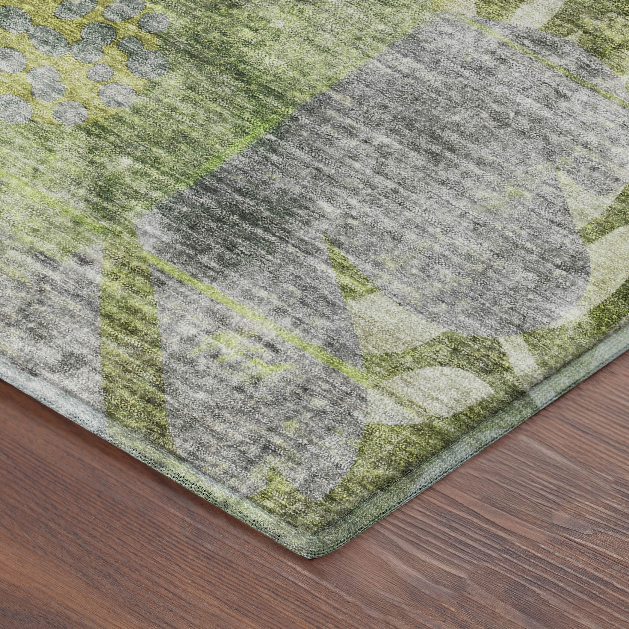 Lisbon Machine Washable Transitional Aloe Green Rug 1'8" x 2'6" #shape_Rectangle