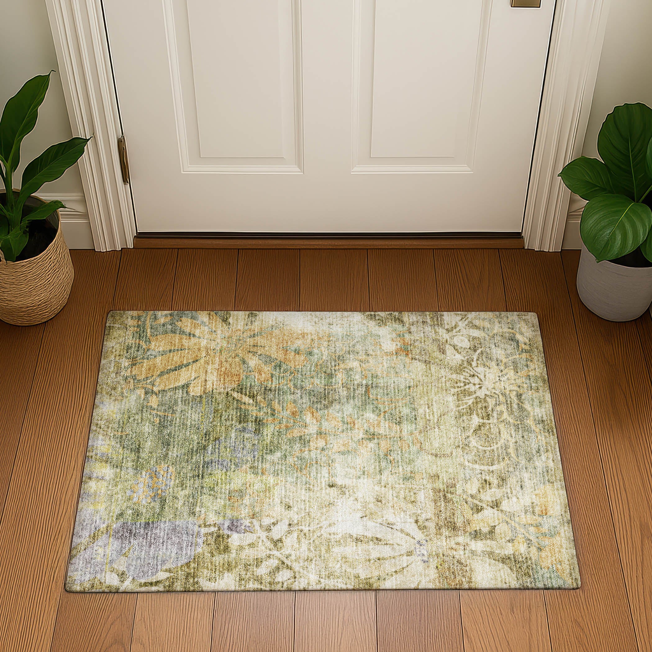 Lisbon Machine Washable Transitional Brown Rug 1'8" x 2'6" #shape_Rectangle