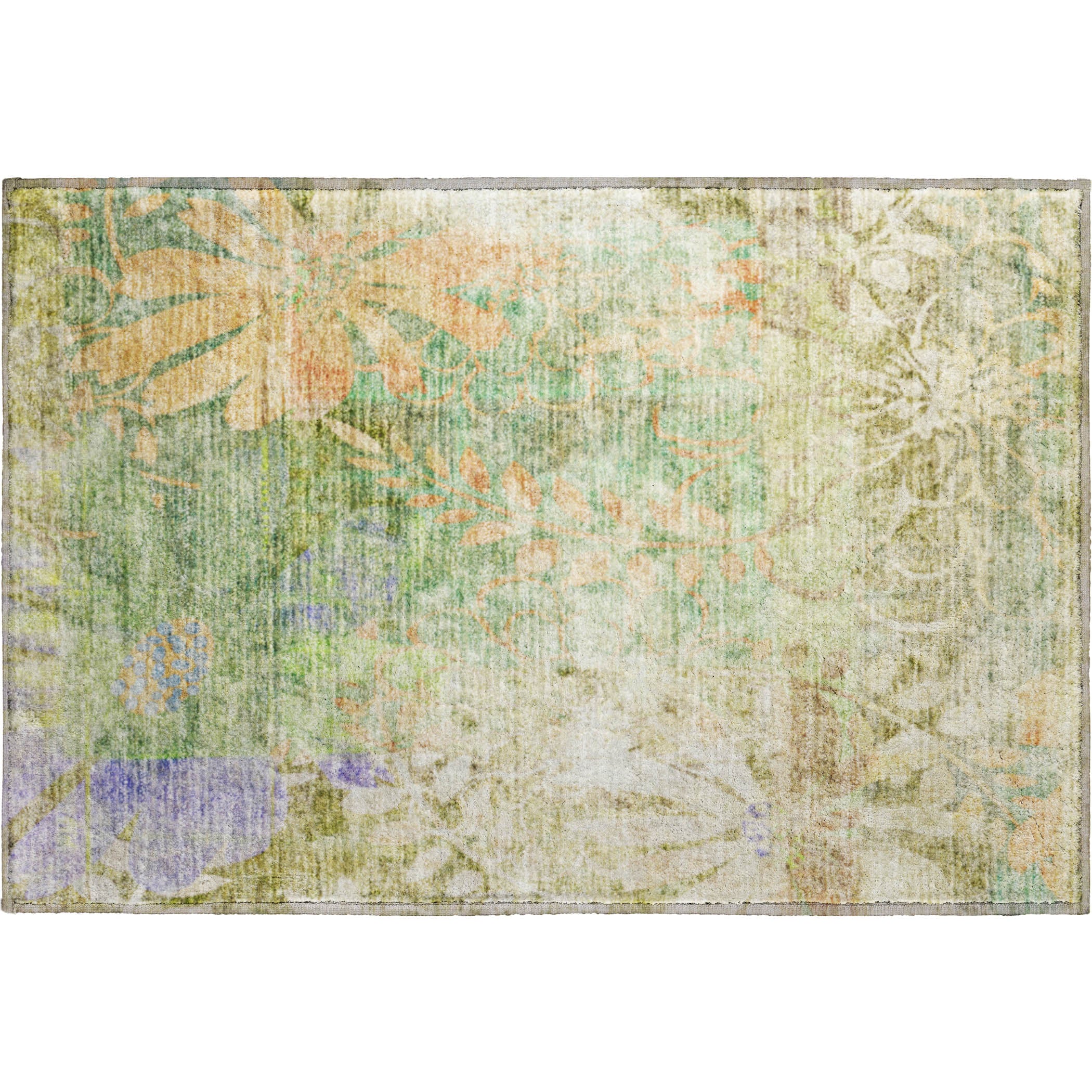 Lisbon Machine Washable Transitional Green Rug 1'8" x 2'6" #shape_Rectangle