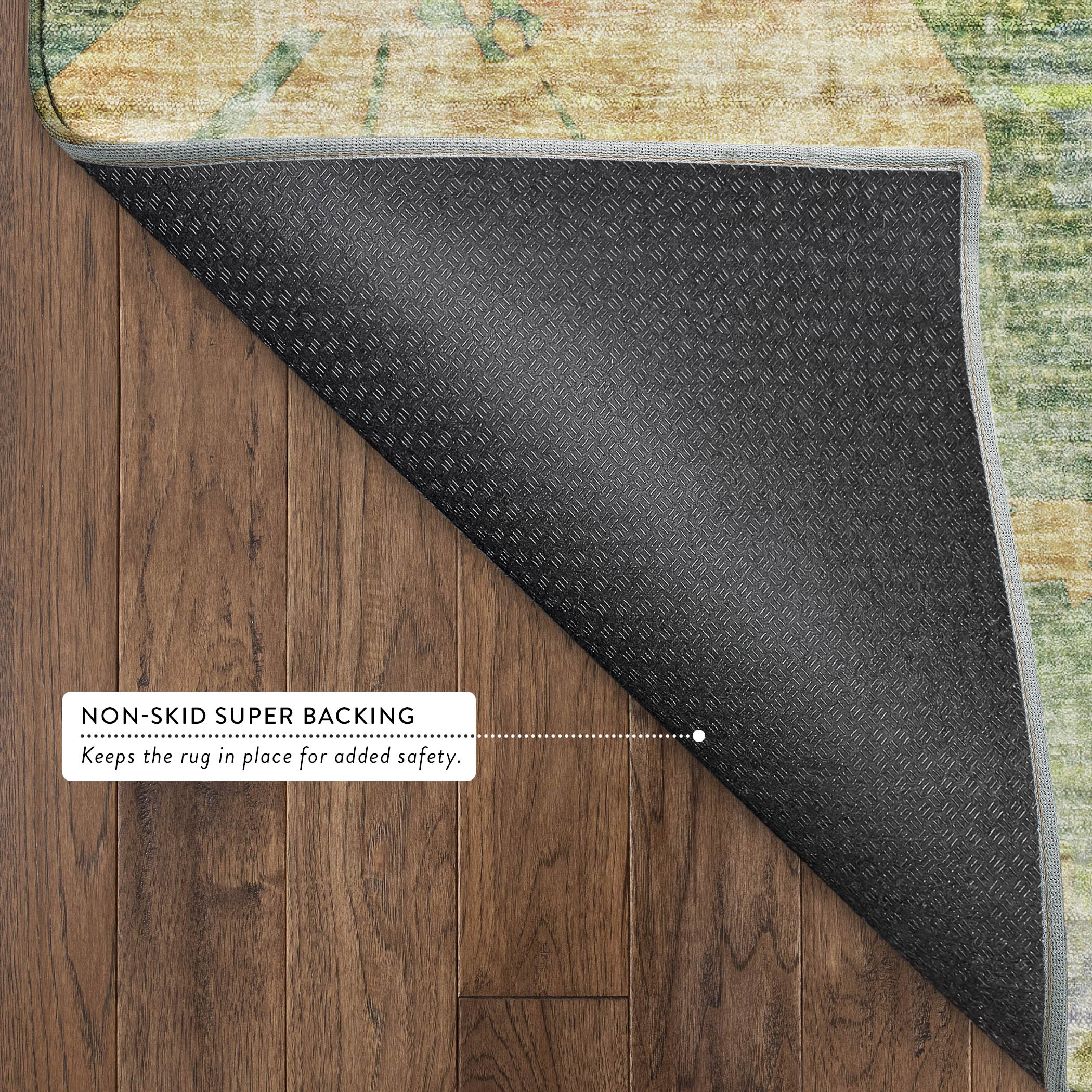 Lisbon Machine Washable Transitional Green Rug 1'8" x 2'6" #shape_Rectangle