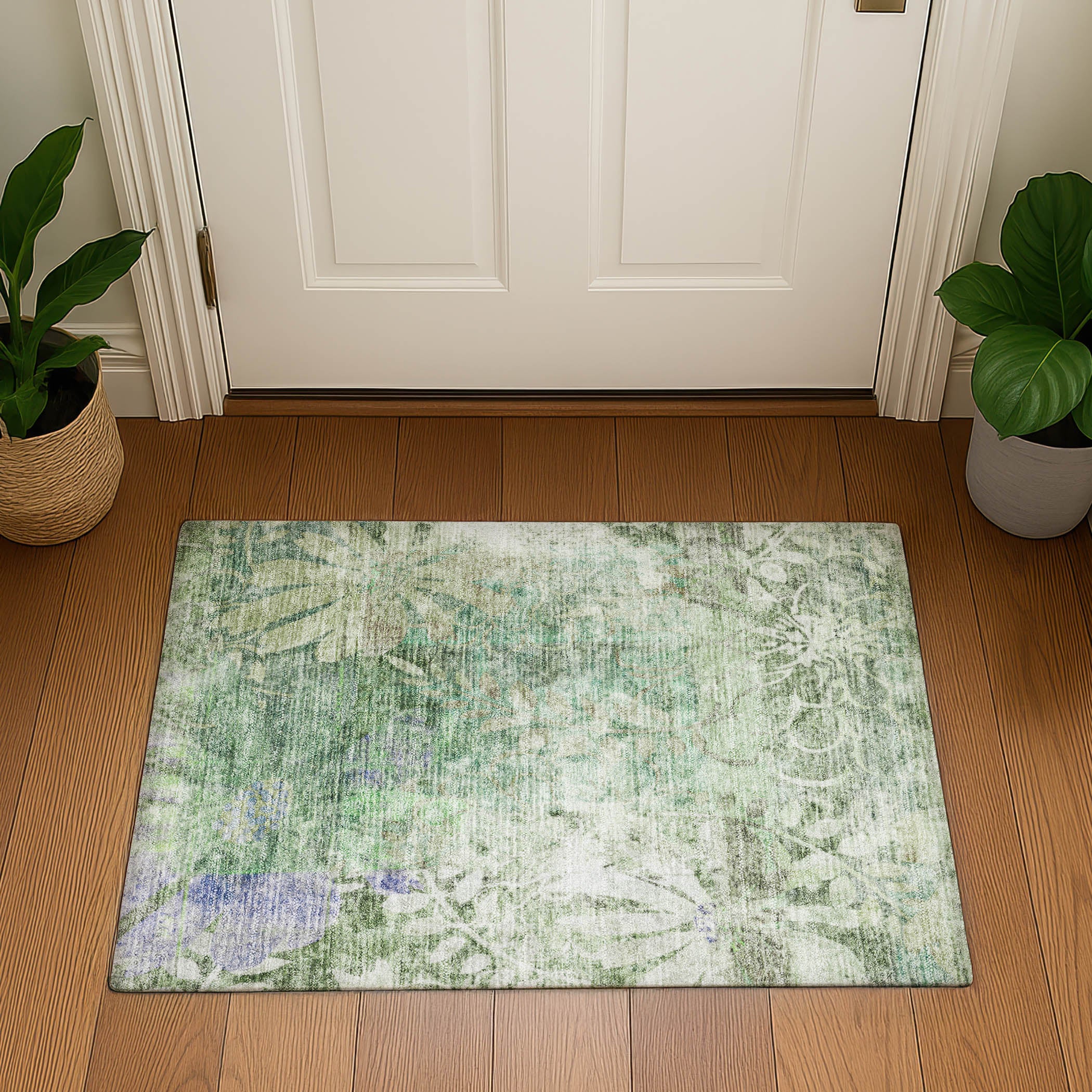 Lisbon Machine Washable Transitional Teal Rug 1'8" x 2'6" #shape_Rectangle
