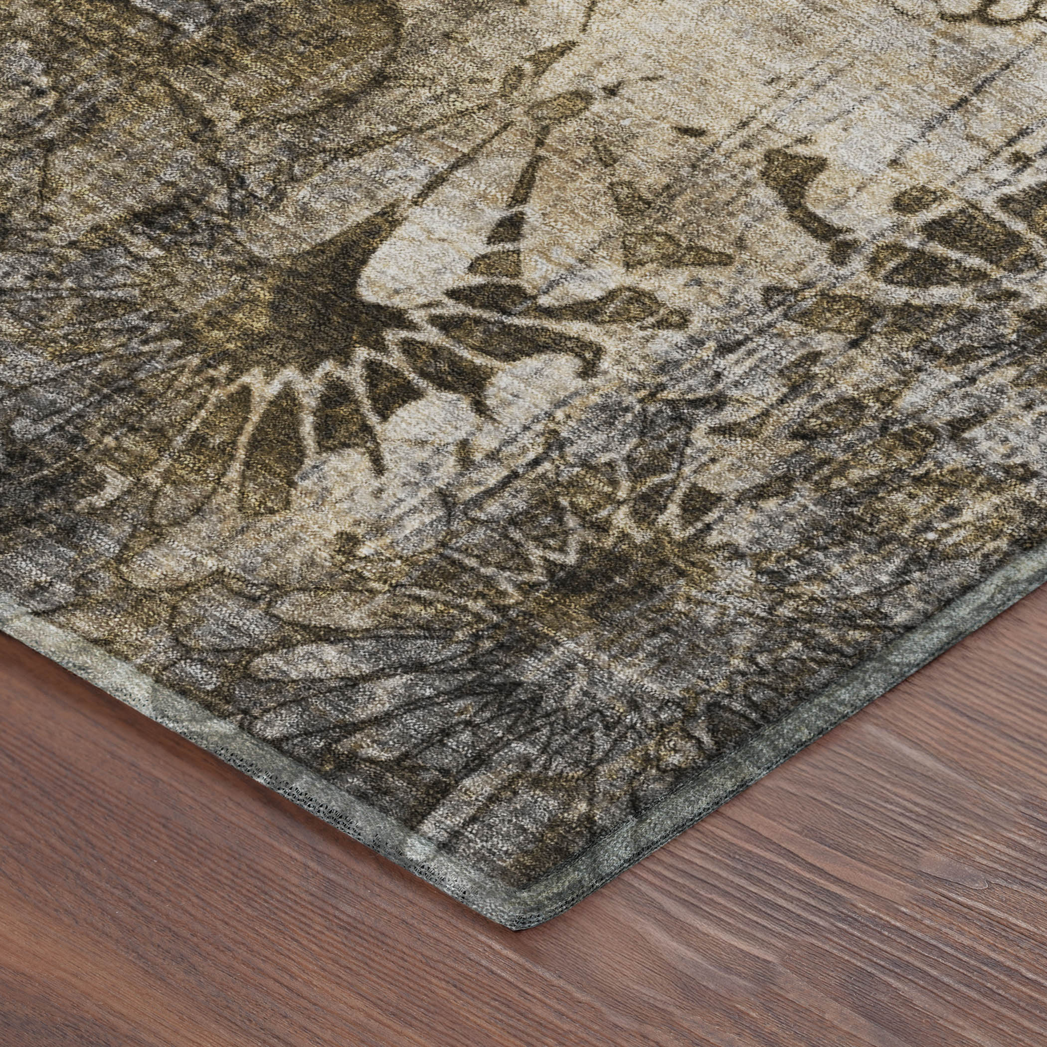 Hoi An Machine Washable Transitional Brown Rug 1'8" x 2'6" #shape_Rectangle