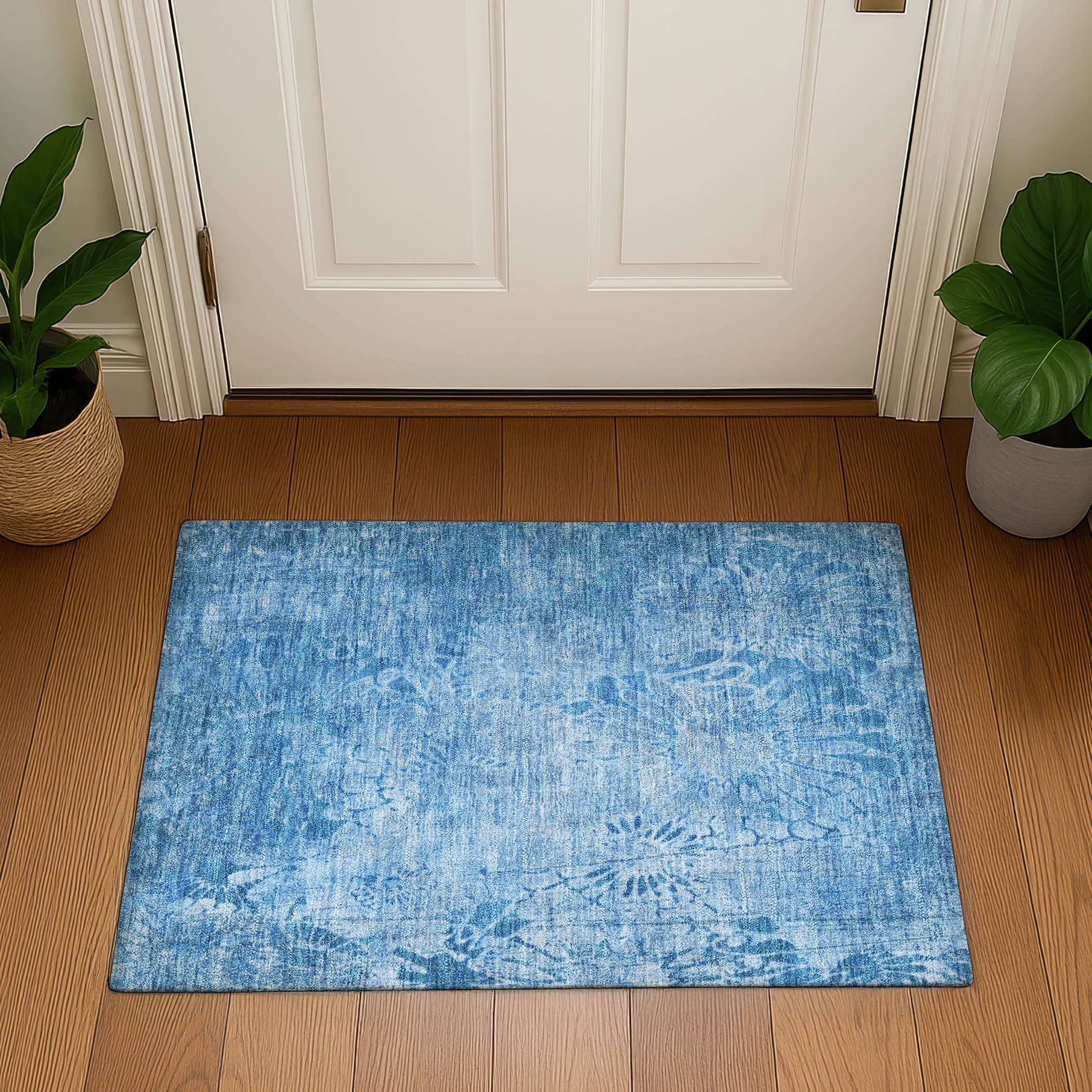 Hoi An Machine Washable Transitional Denim Blue Rug 1'8" x 2'6" #shape_Rectangle