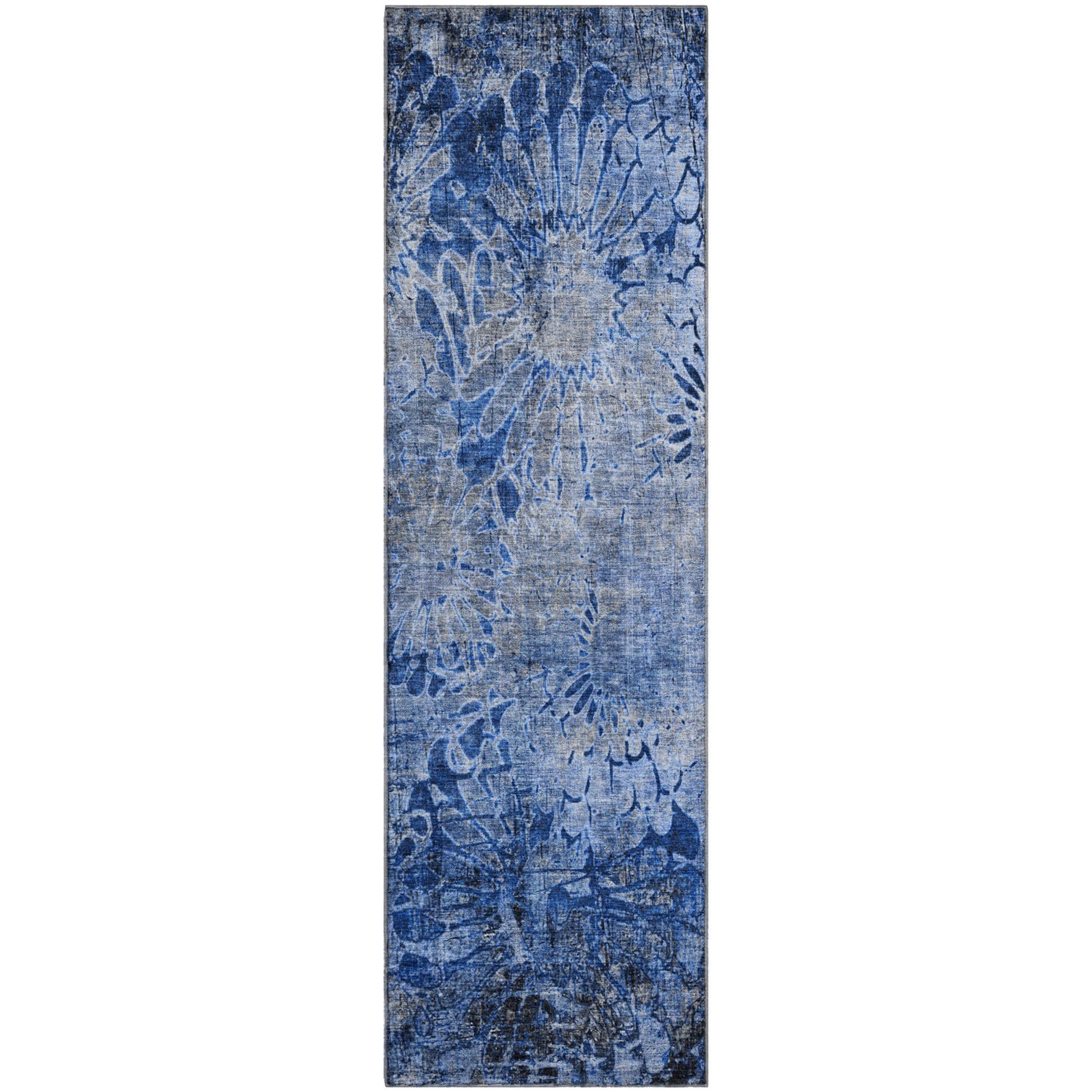 Hoi An Machine Washable Transitional Navy Blue Rug 2'3" x 7'6" #shape_Runner