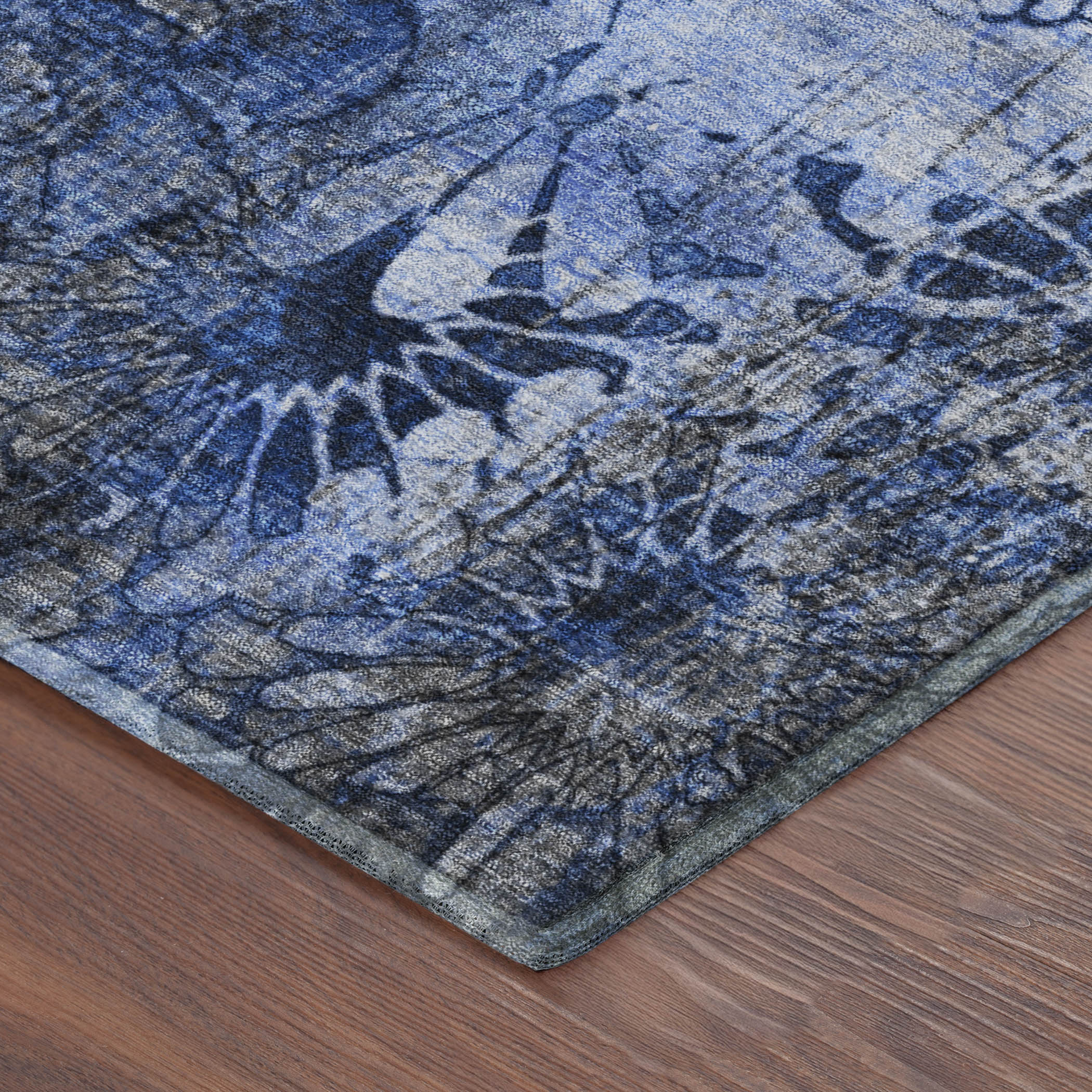 Hoi An Machine Washable Transitional Navy Blue Rug 1'8" x 2'6" #shape_Rectangle