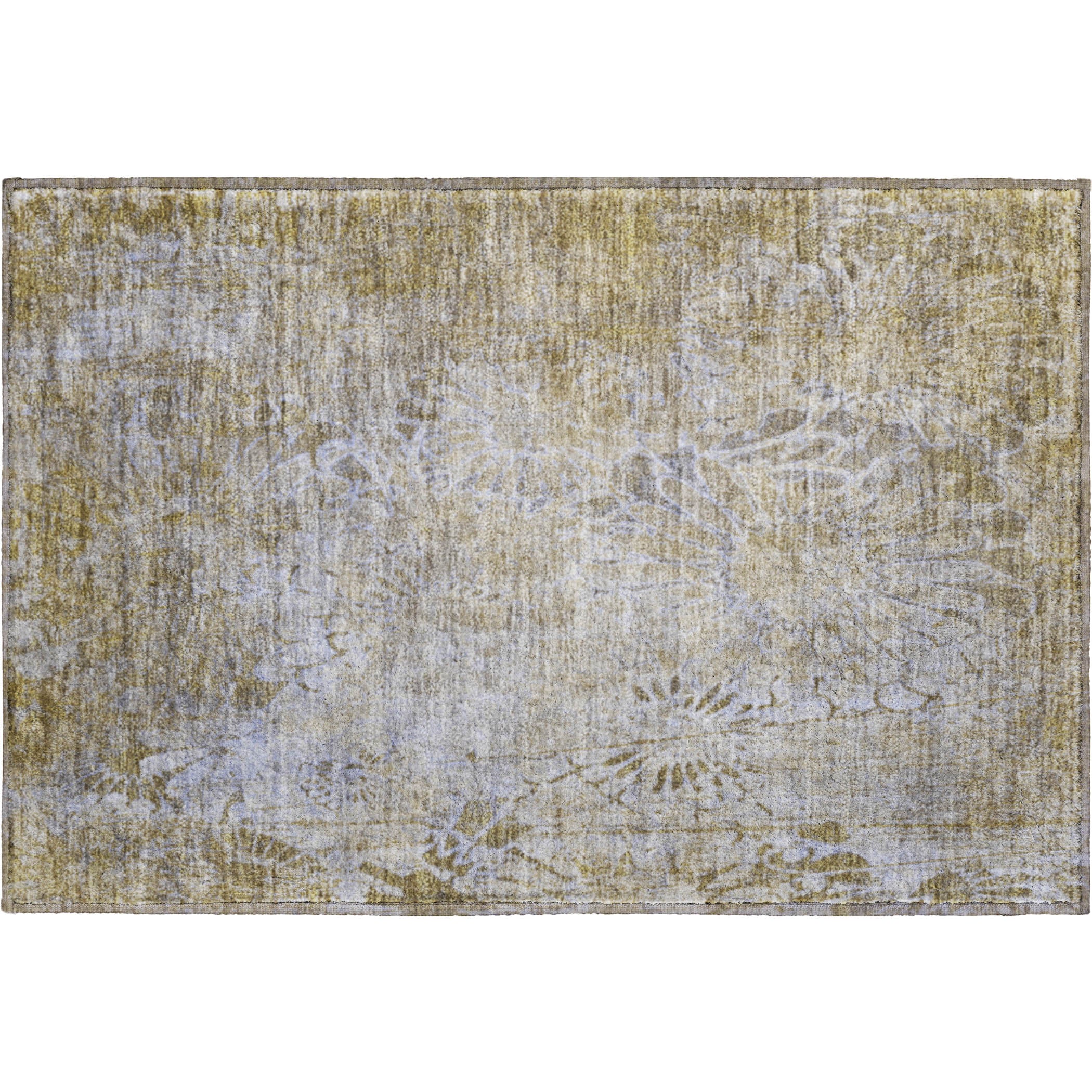 Hoi An Machine Washable Transitional Wheat Gold Rug 1'8" x 2'6" #shape_Rectangle
