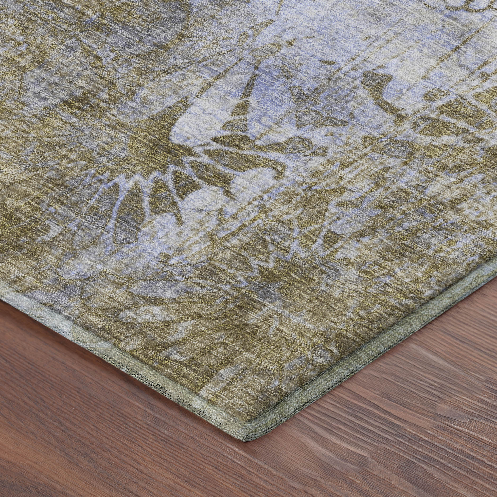Hoi An Machine Washable Transitional Wheat Gold Rug 1'8" x 2'6" #shape_Rectangle