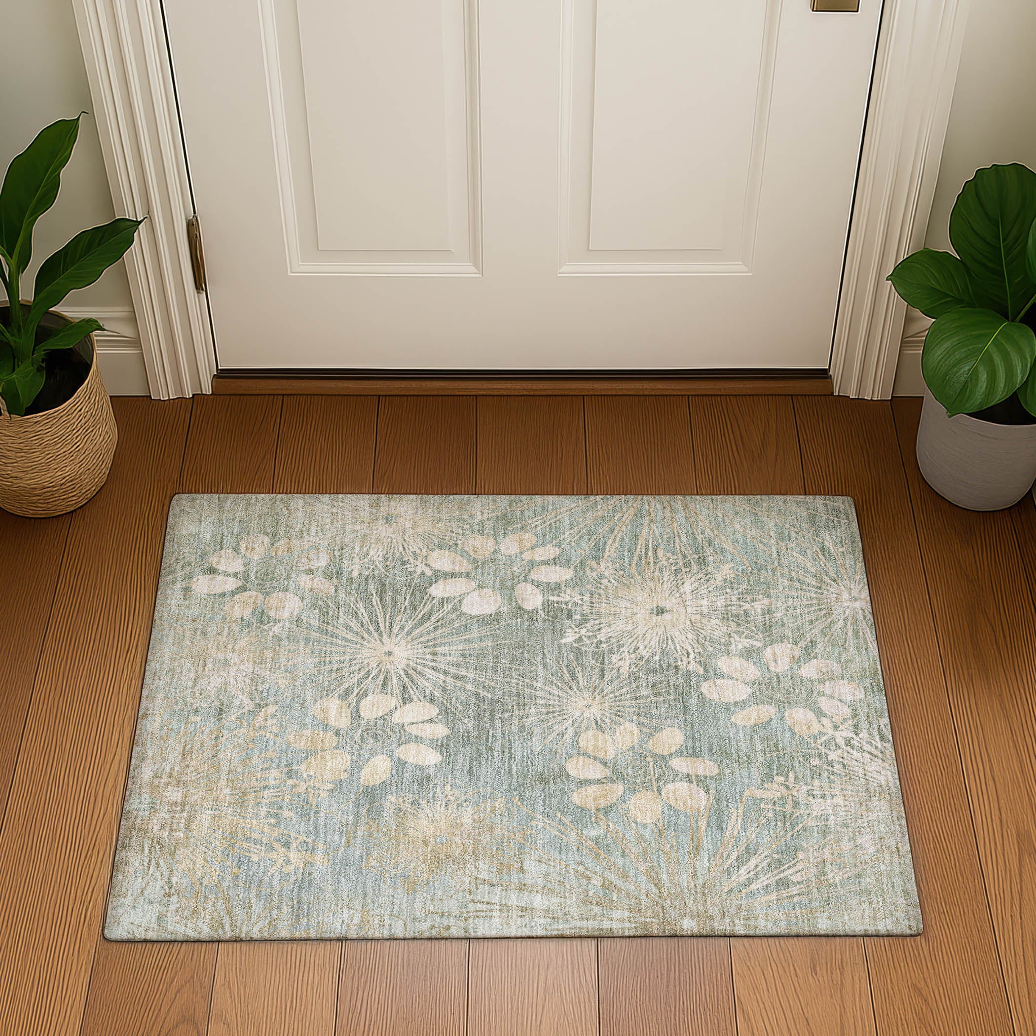 Tallinn Machine Washable Transitional Aloe Green Rug 1'8" x 2'6" #shape_Rectangle