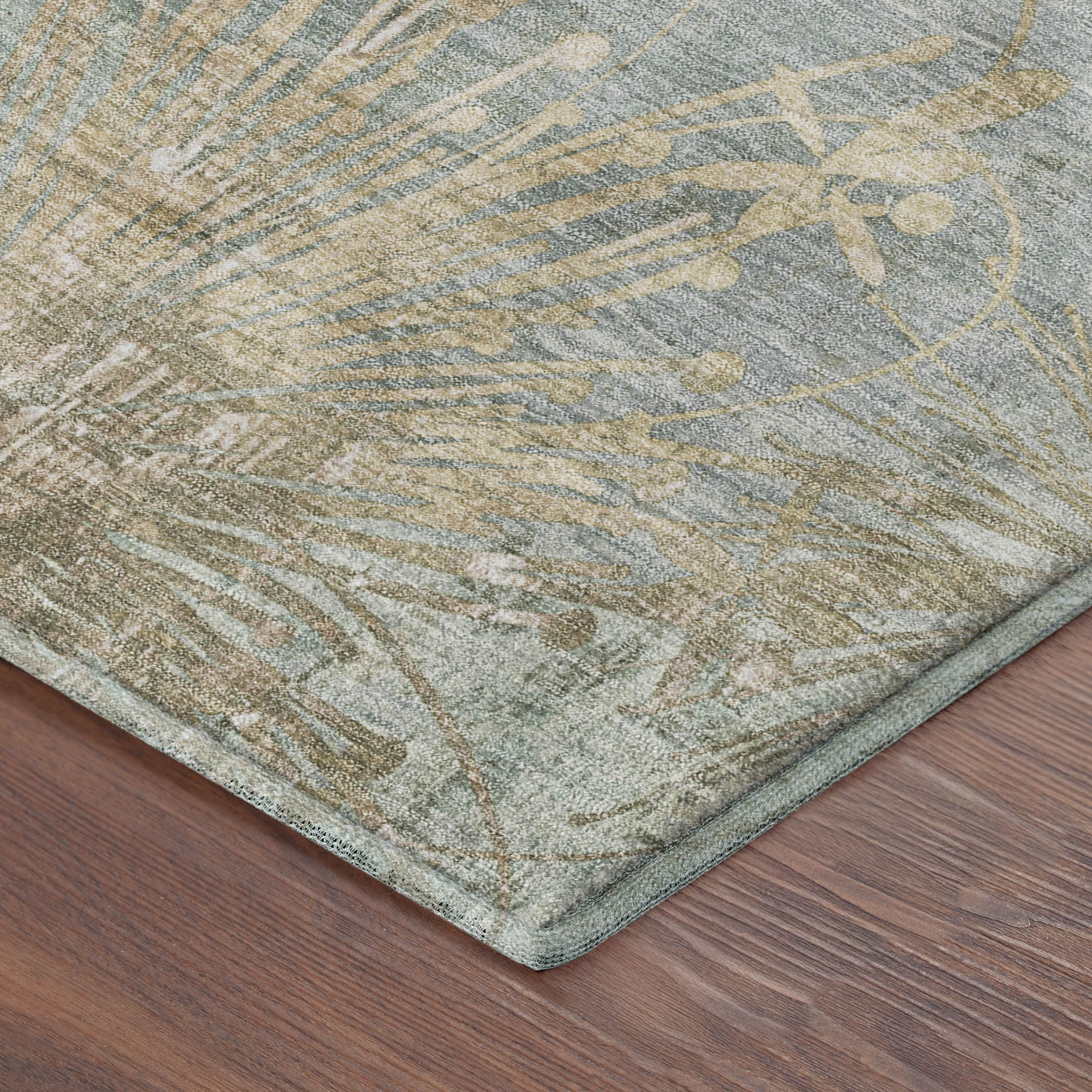 Tallinn Machine Washable Transitional Aloe Green Rug 1'8" x 2'6" #shape_Rectangle