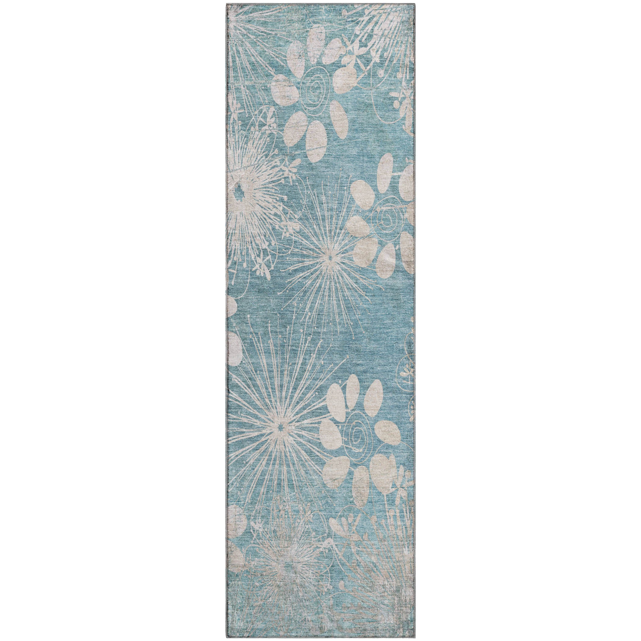 Tallinn Machine Washable Transitional Blue Rug 2'3" x 7'6" #shape_Runner