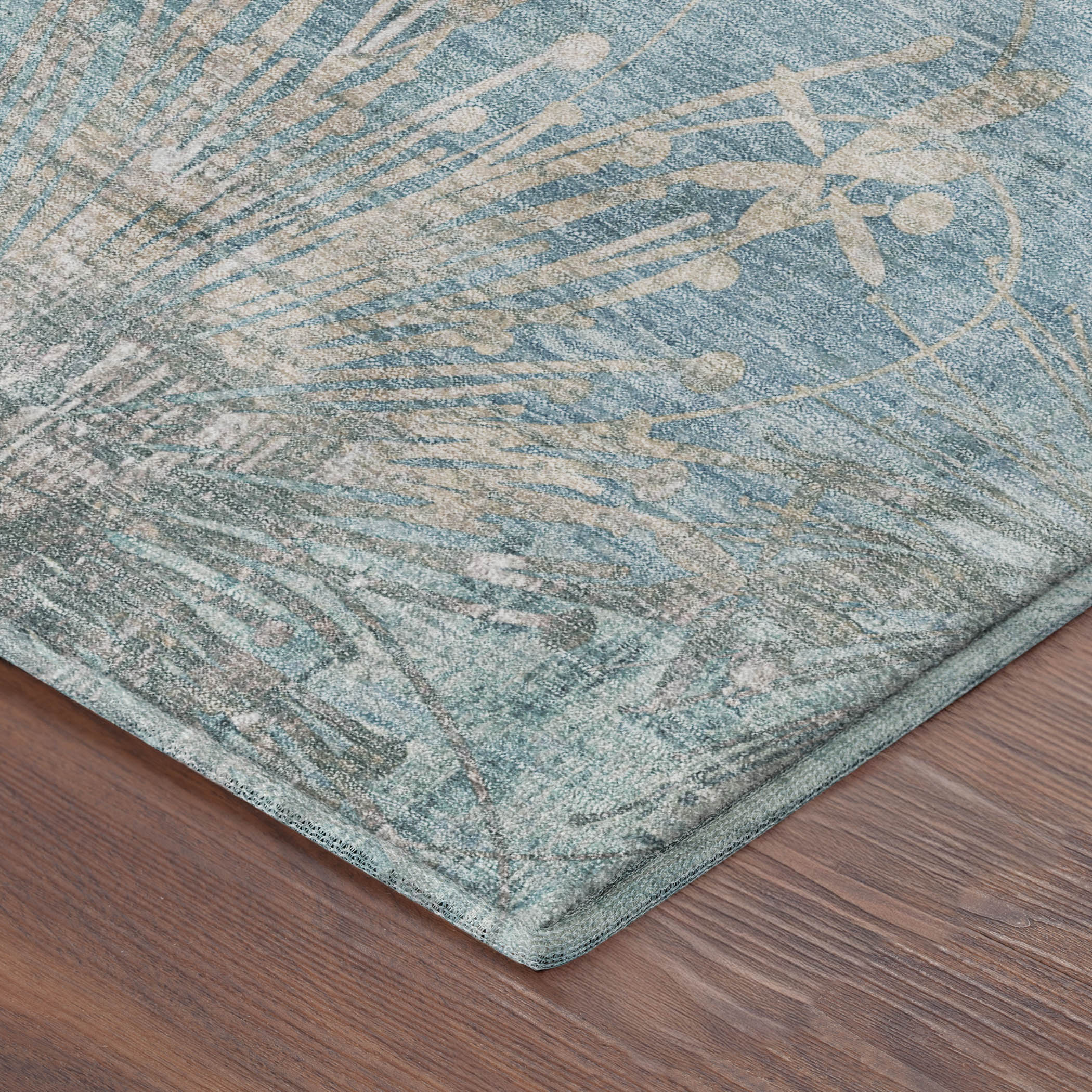 Tallinn Machine Washable Transitional Blue Rug 1'8" x 2'6" #shape_Rectangle