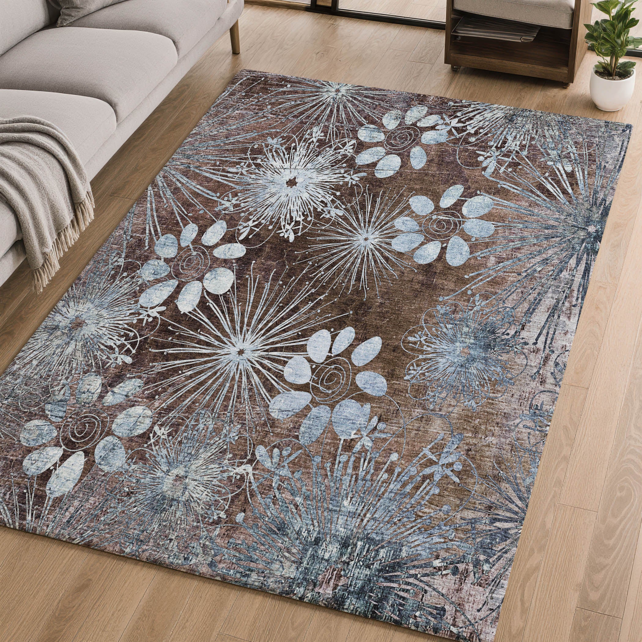 Tallinn Machine Washable Transitional Brown Rug 2'6" x 3'10" #shape_Rectangle