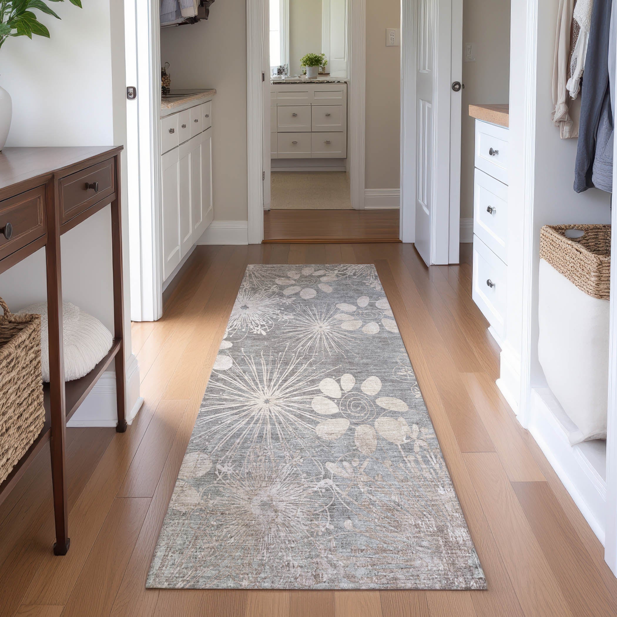 Tallinn Machine Washable Transitional Gray Rug 2'3" x 7'6" #shape_Runner