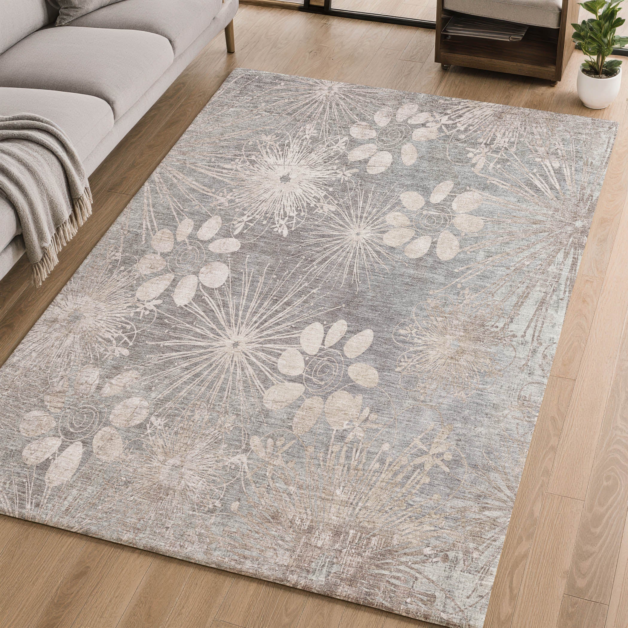 Tallinn Machine Washable Transitional Gray Rug 2'6" x 3'10" #shape_Rectangle