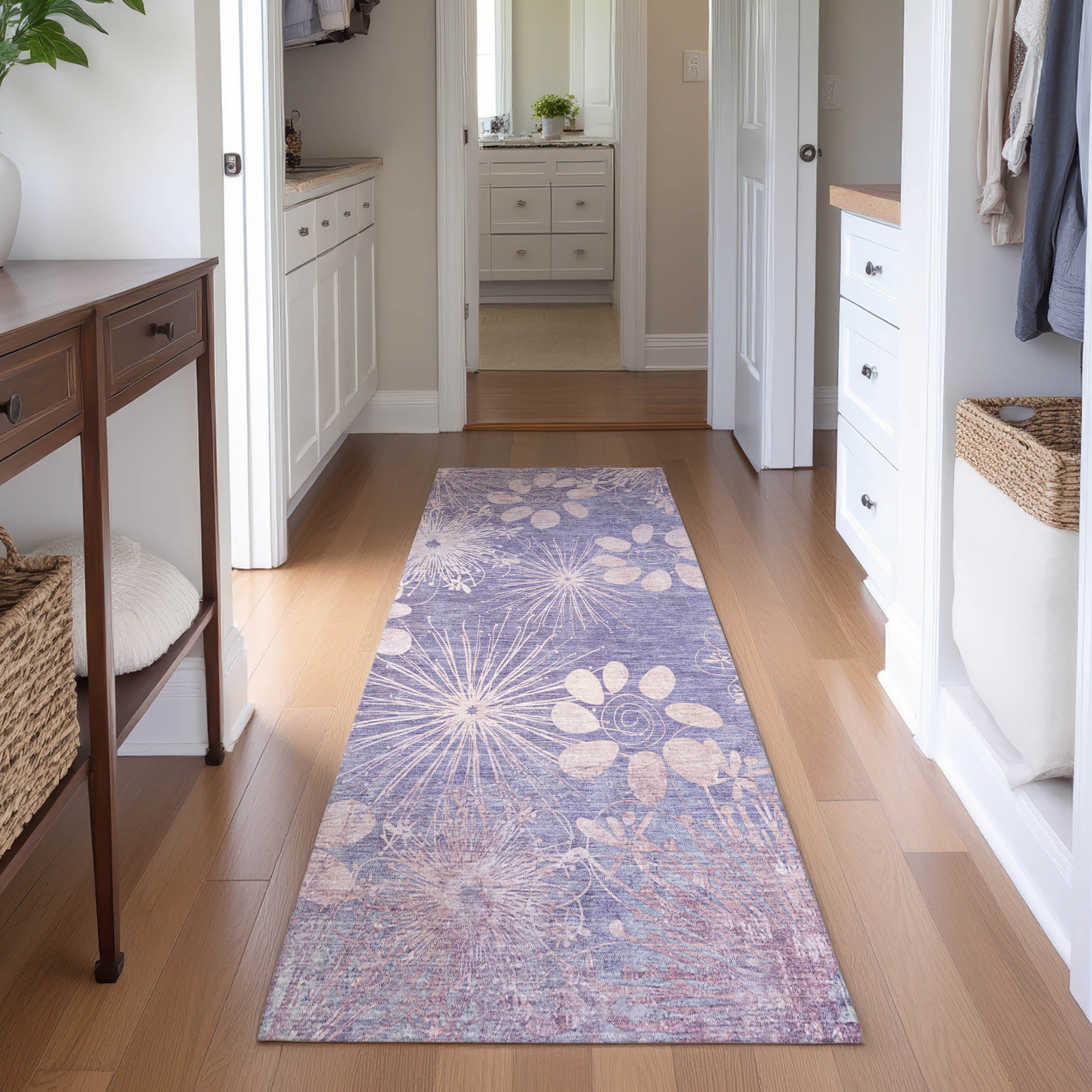 Tallinn Machine Washable Transitional Purple Rug 2'3" x 7'6" #shape_Runner