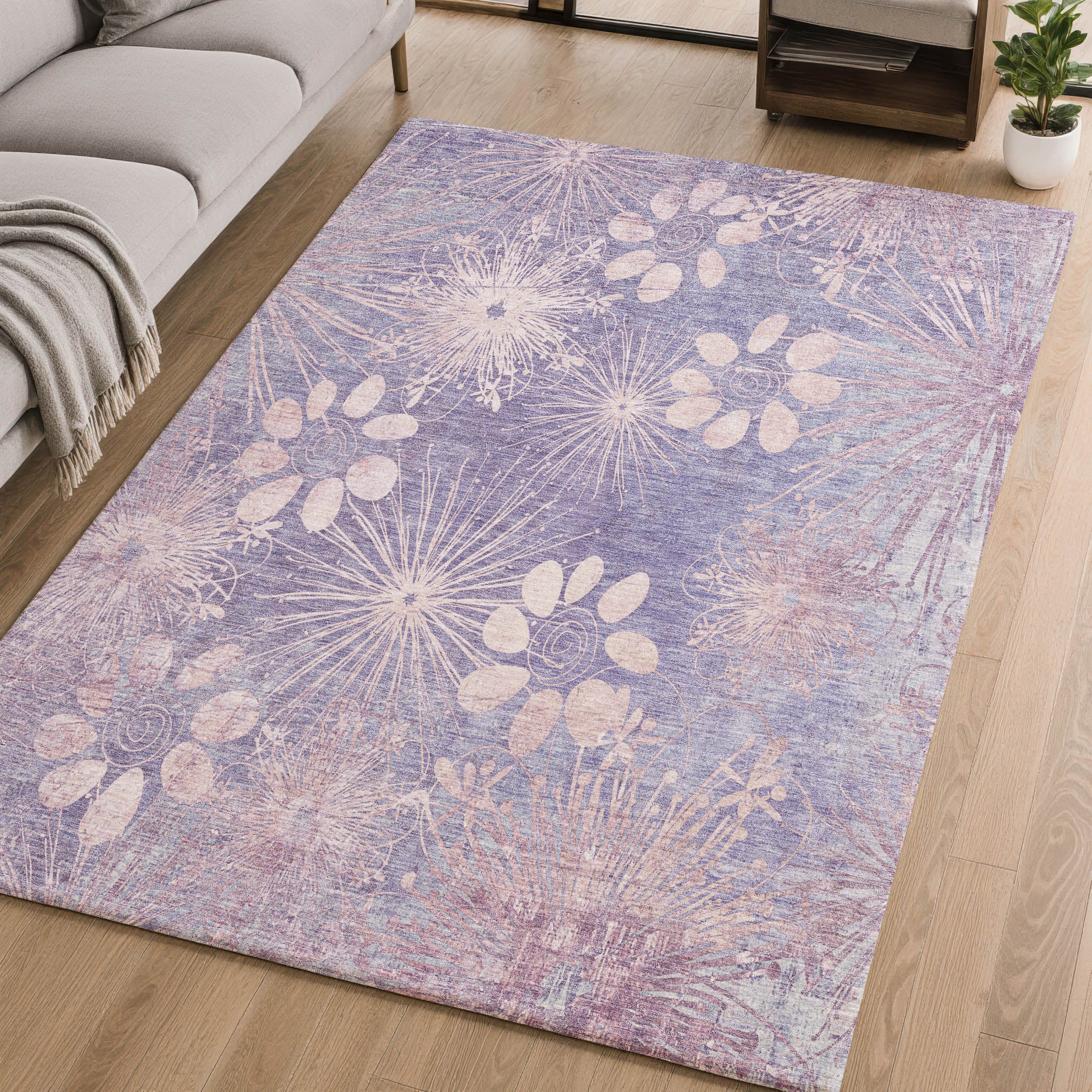 Tallinn Machine Washable Transitional Purple Rug 2'6" x 3'10" #shape_Rectangle