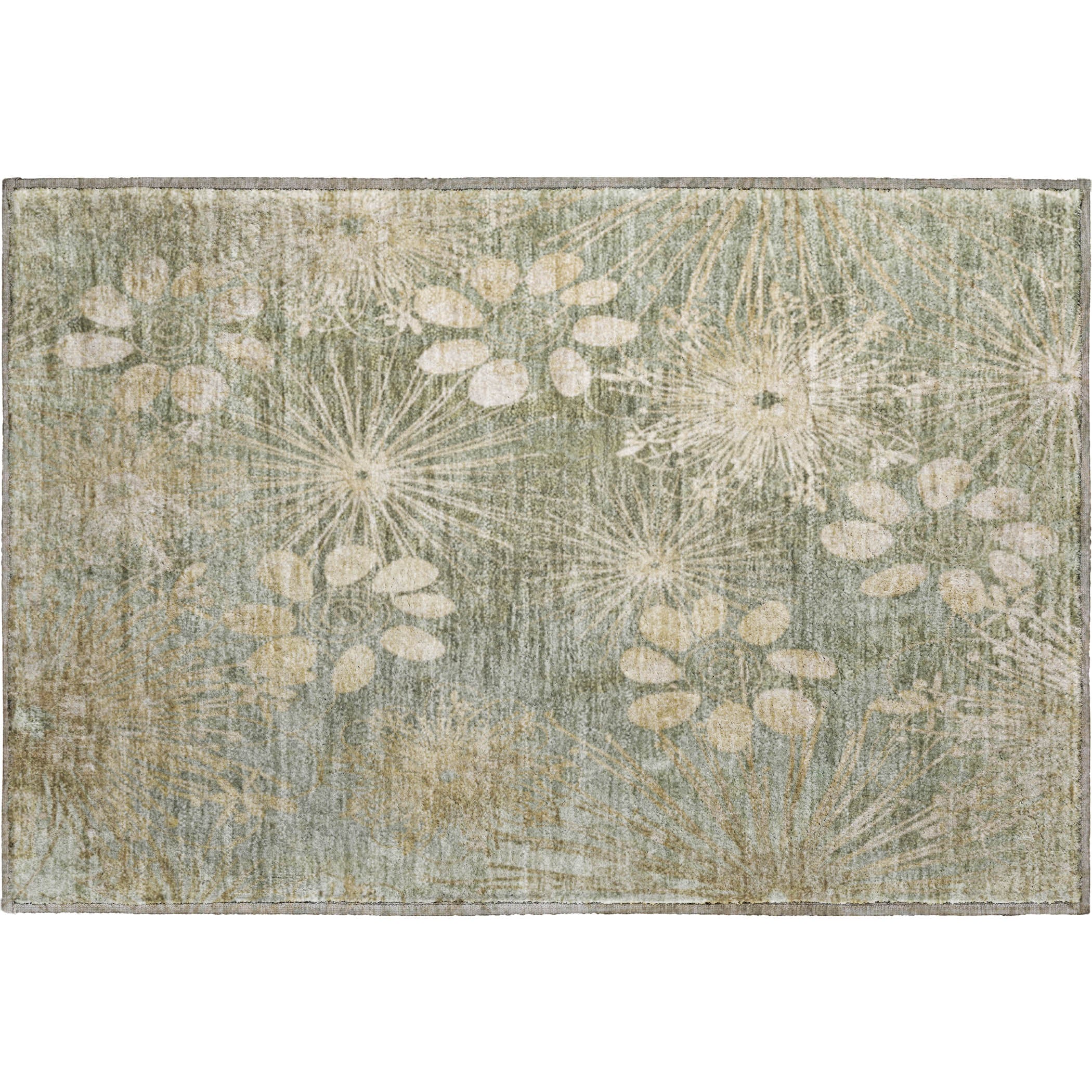 Tallinn Machine Washable Transitional Sage Green Rug 1'8" x 2'6" #shape_Rectangle