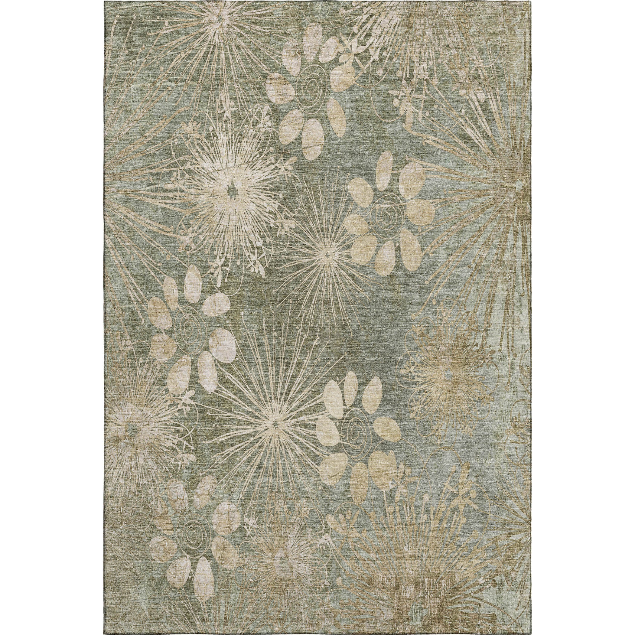 Tallinn Machine Washable Transitional Sage Green Rug 2'6" x 3'10" #shape_Rectangle