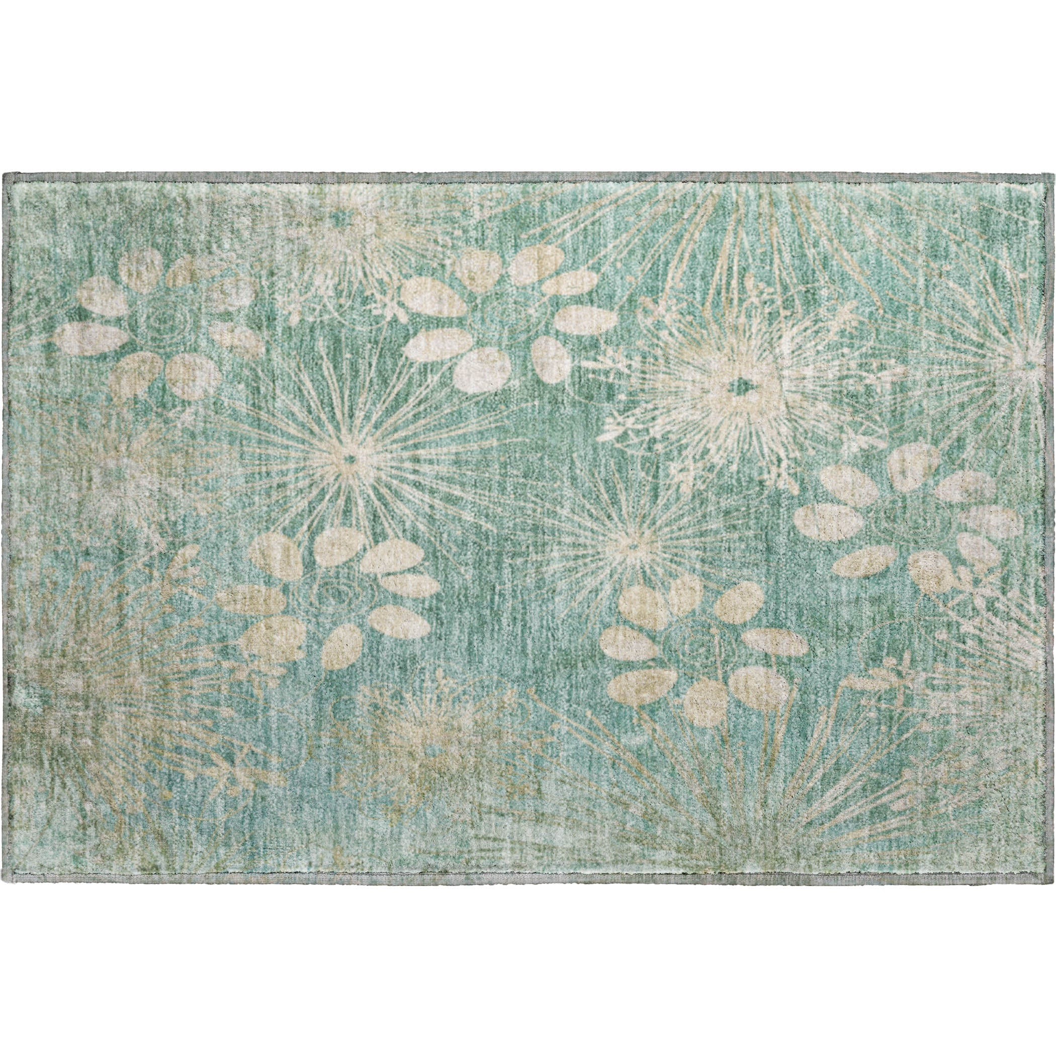 Tallinn Machine Washable Transitional Teal Rug 1'8" x 2'6" #shape_Rectangle