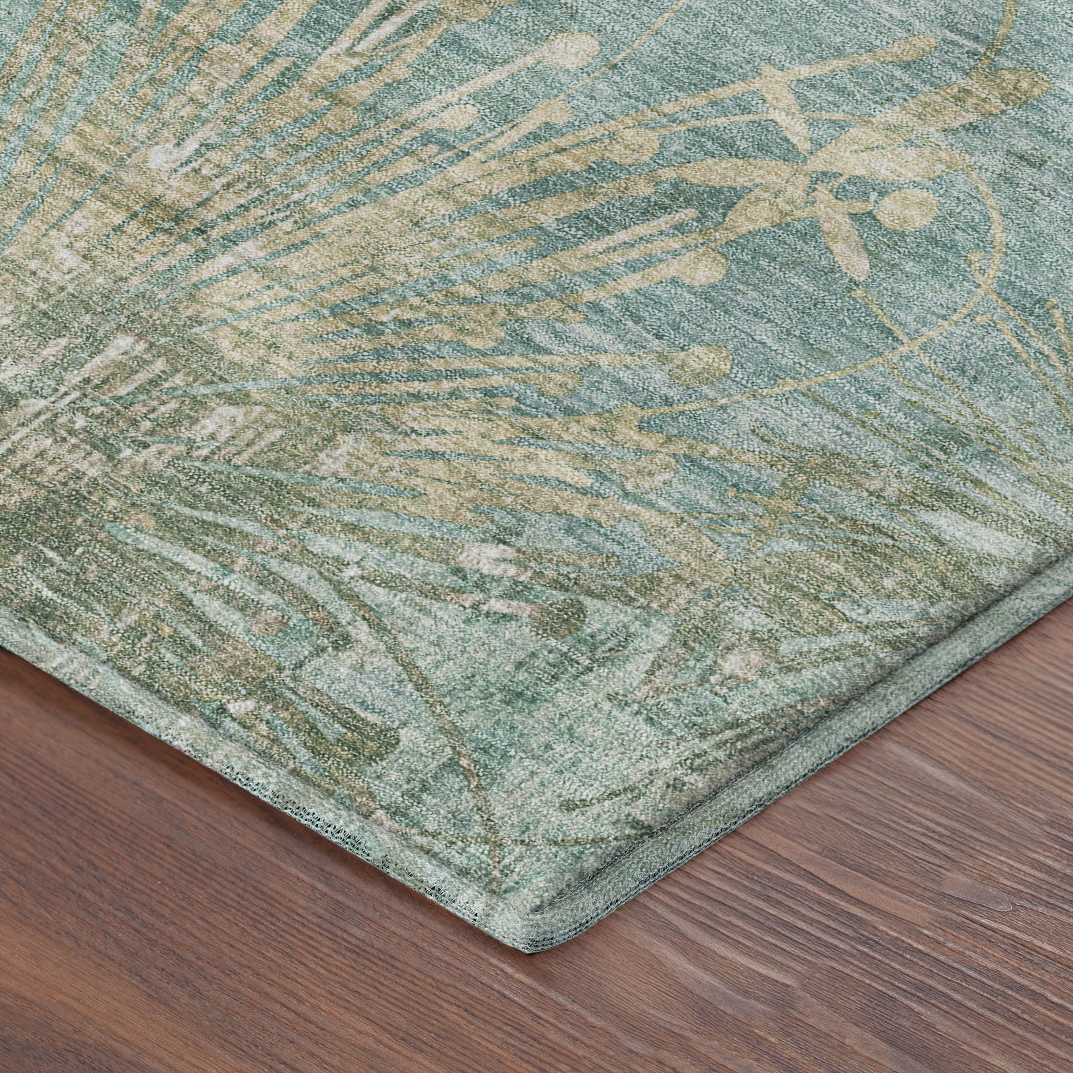 Tallinn Machine Washable Transitional Teal Rug 1'8" x 2'6" #shape_Rectangle