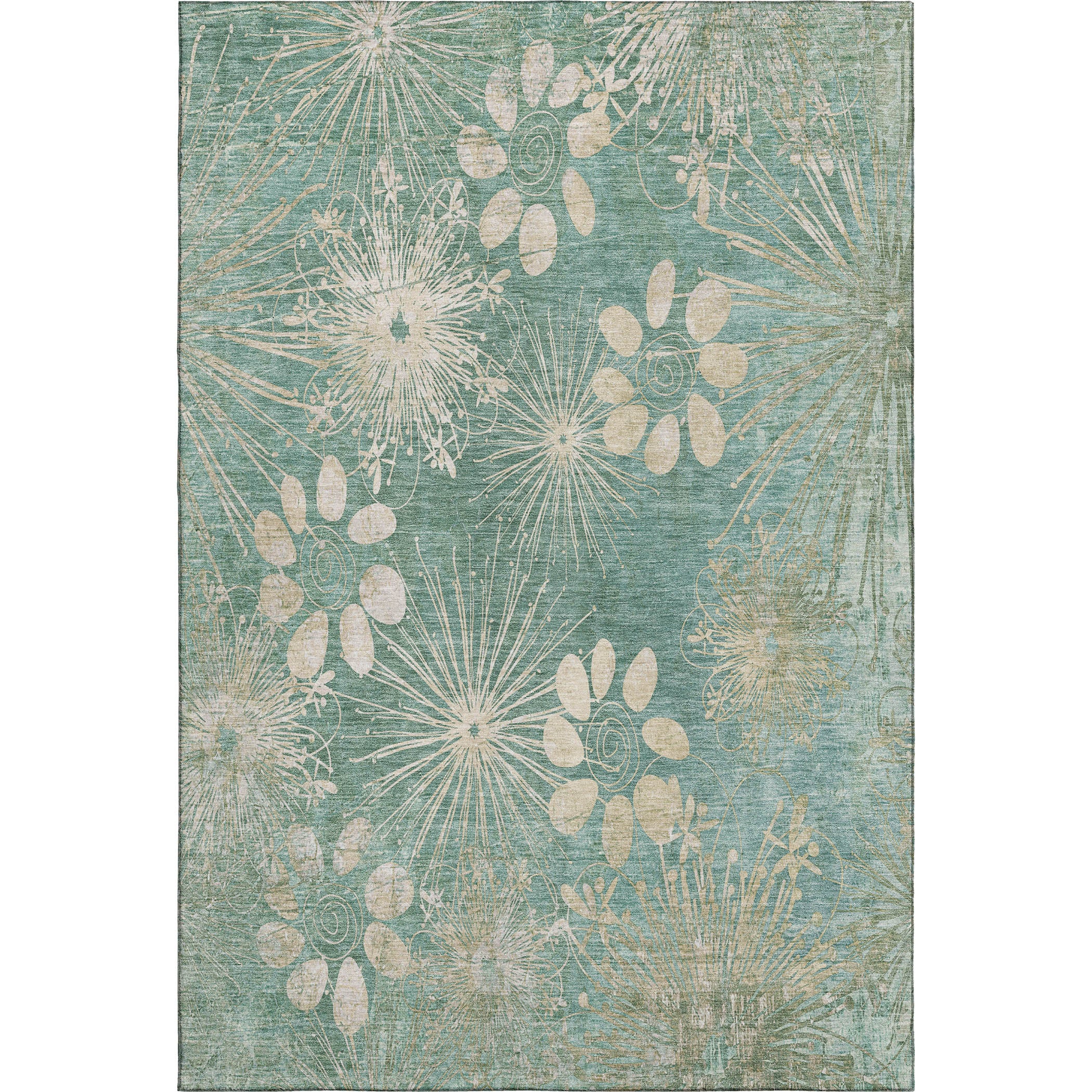 Tallinn Machine Washable Transitional Teal Rug 2'6" x 3'10" #shape_Rectangle