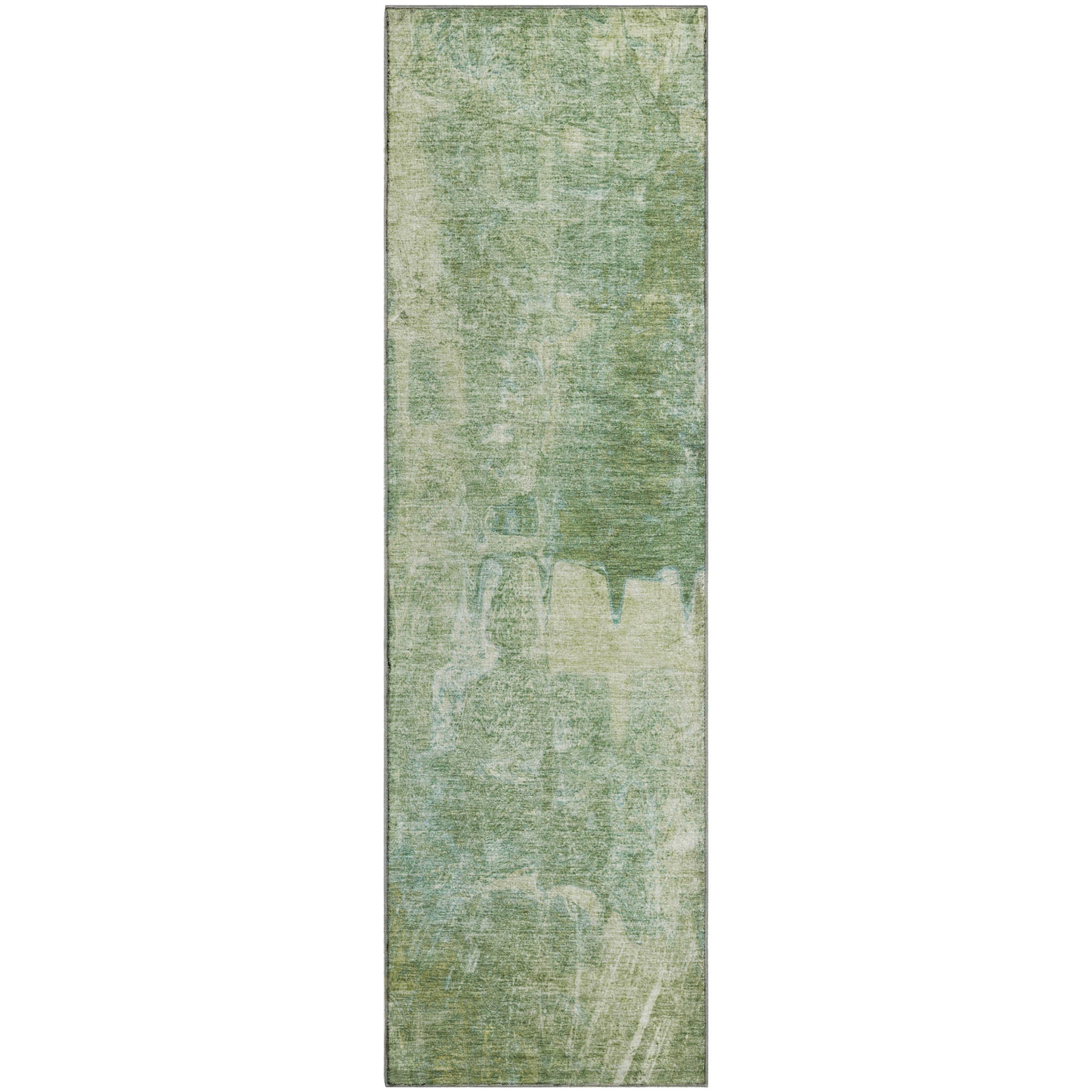 Oaxaca Machine Washable Transitional Aloe Green Rug 2'3" x 7'6" #shape_Runner