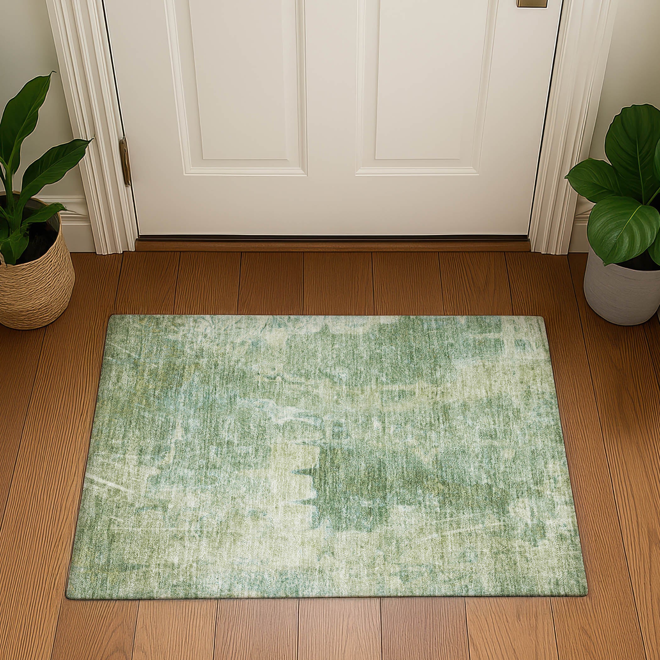 Oaxaca Machine Washable Transitional Aloe Green Rug 1'8" x 2'6" #shape_Rectangle