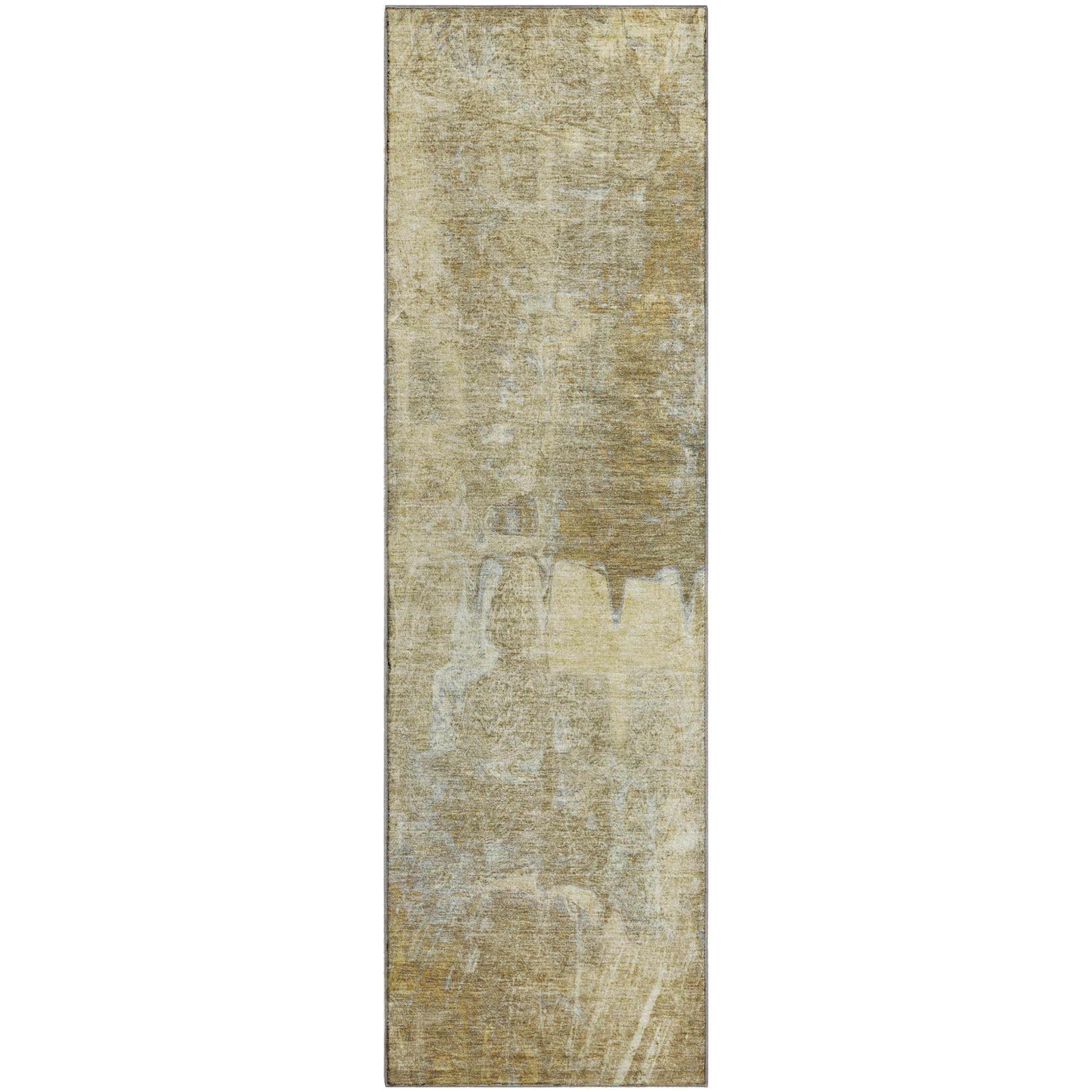 Oaxaca Machine Washable Transitional Khaki Brown Rug 2'3" x 7'6" #shape_Runner