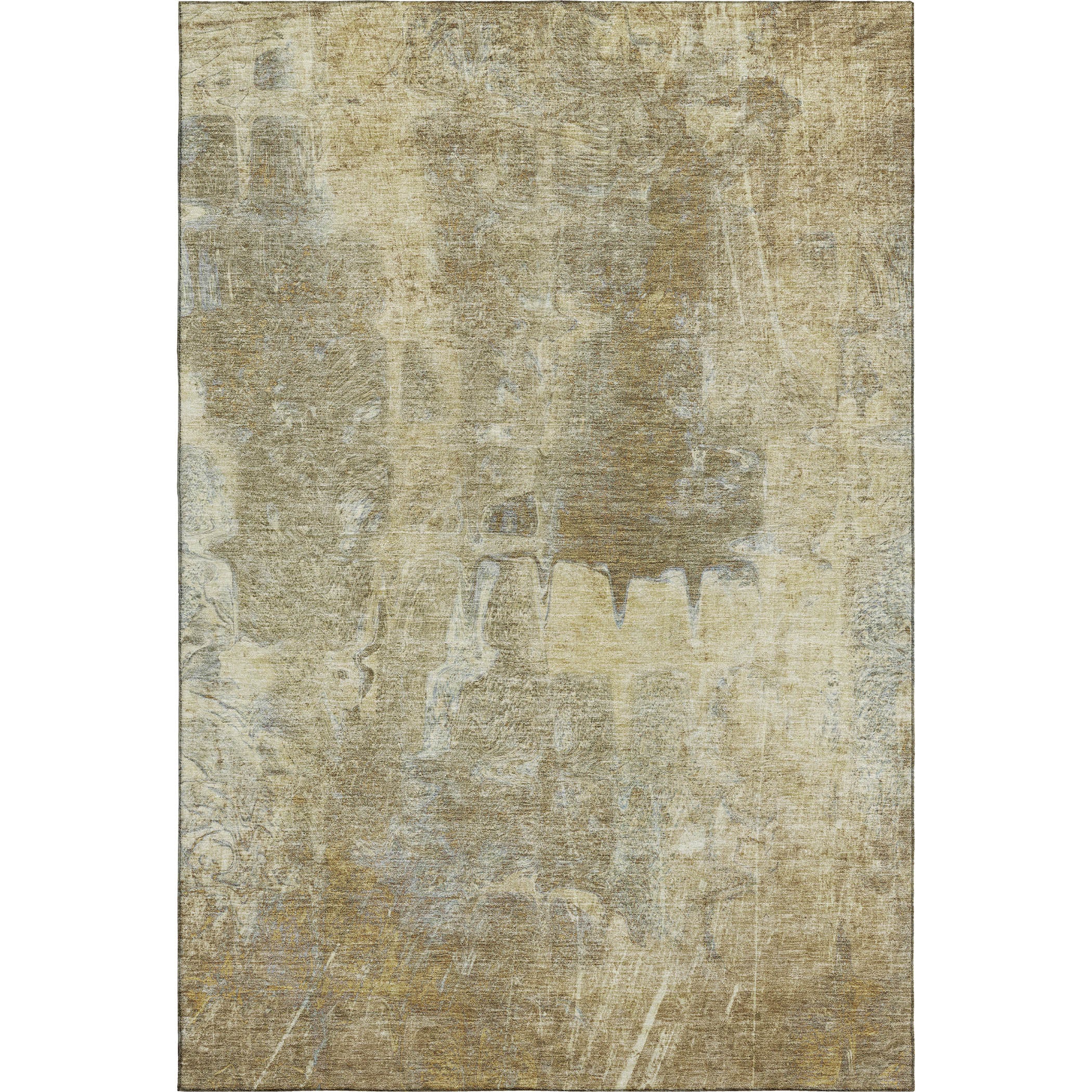 Oaxaca Machine Washable Transitional Khaki Brown Rug 2'6" x 3'10" #shape_Rectangle