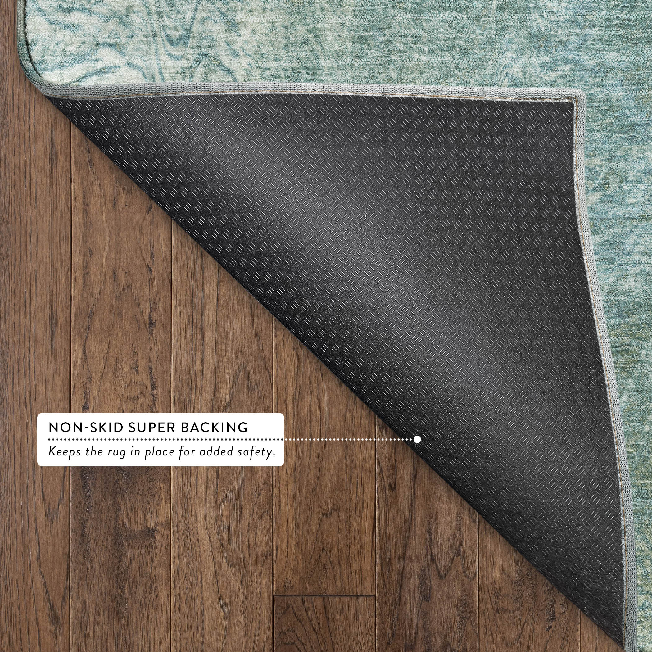 Oaxaca Machine Washable Transitional Teal Rug 1'8" x 2'6" #shape_Rectangle