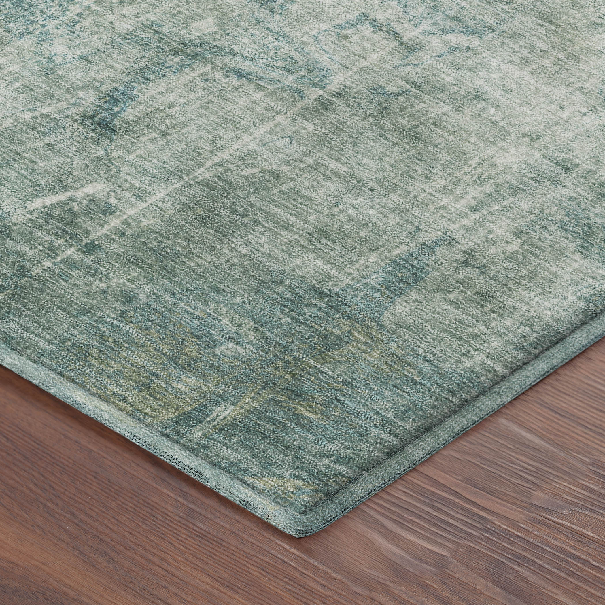 Oaxaca Machine Washable Transitional Teal Rug 1'8" x 2'6" #shape_Rectangle