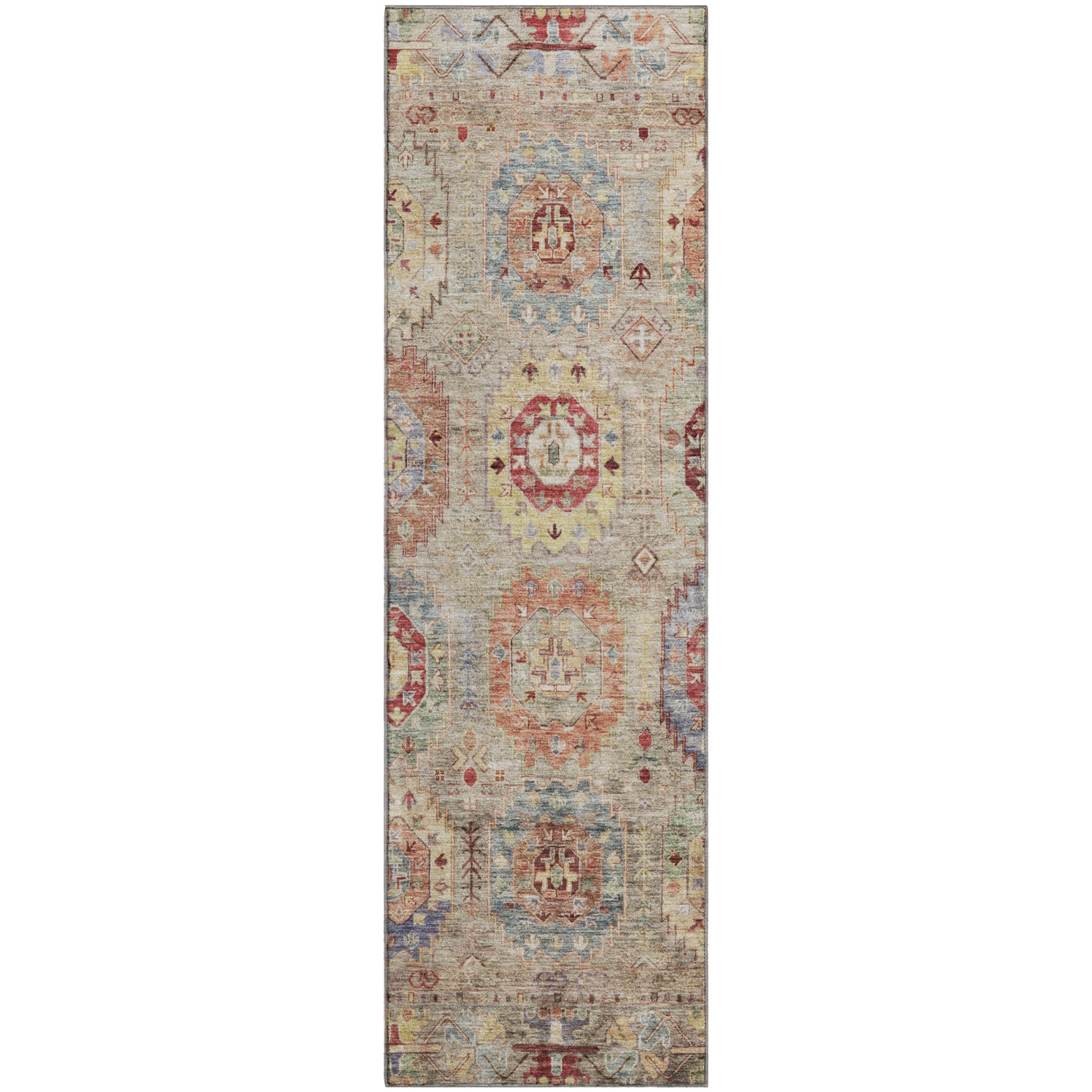 Cairo Machine Washable Traditional Beige Brown Rug 2'3" x 7'6" #shape_Runner