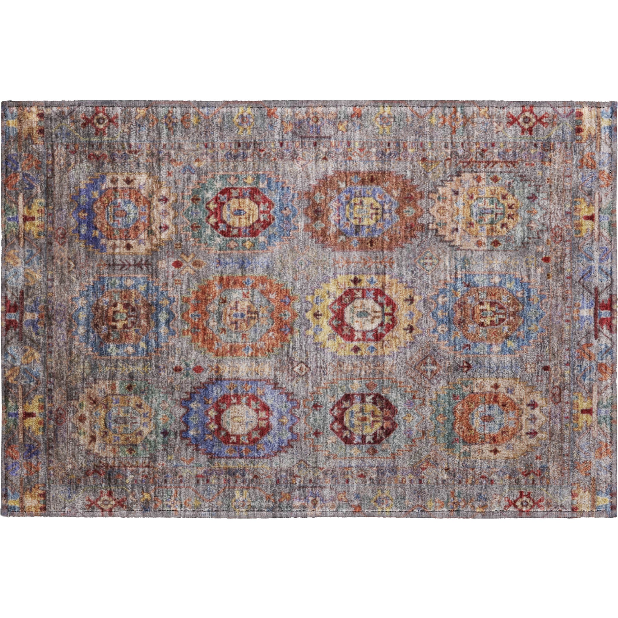 Cairo Machine Washable Traditional Gray Rug 1'8" x 2'6" #shape_Rectangle