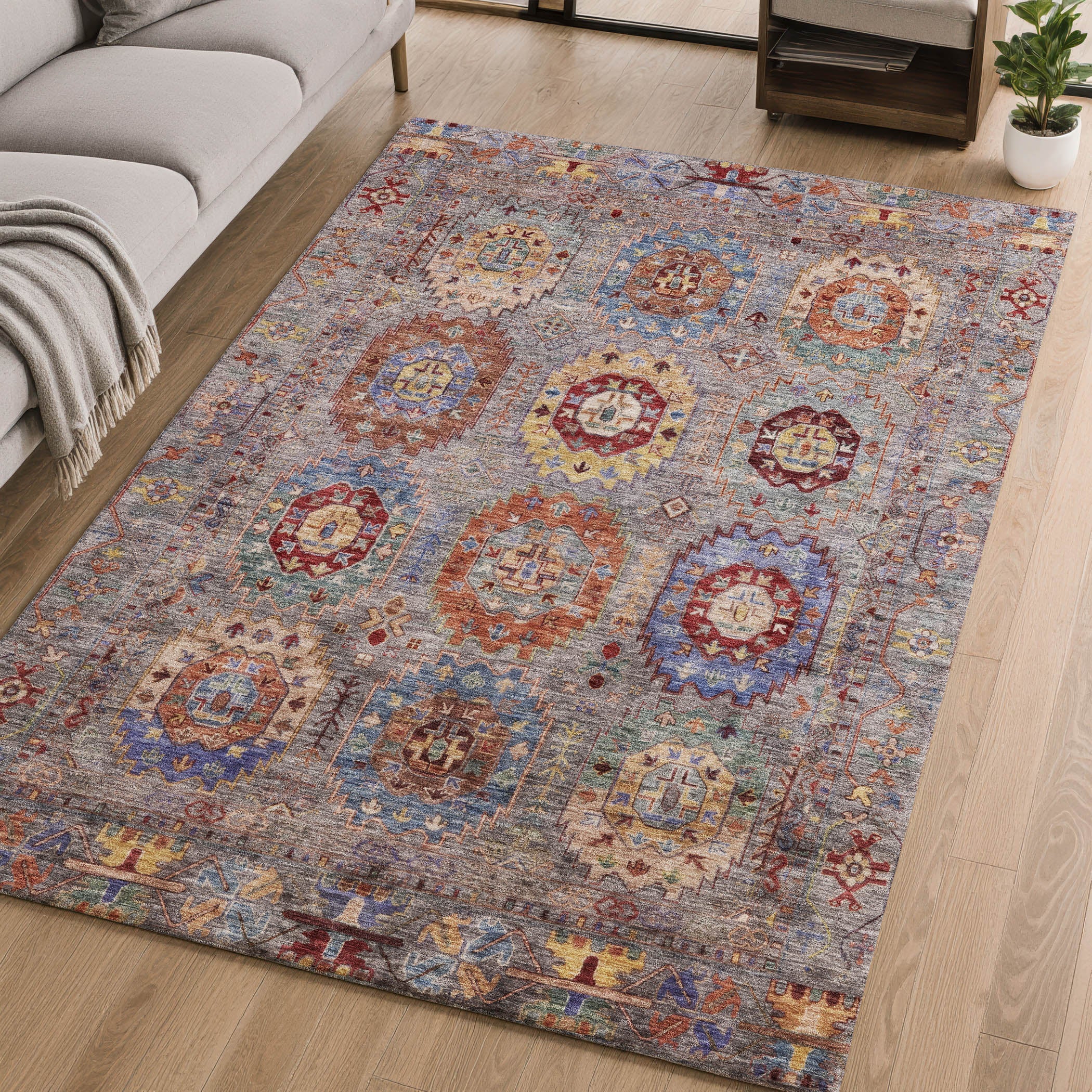 Cairo Machine Washable Traditional Gray Rug 2'6" x 3'10" #shape_Rectangle