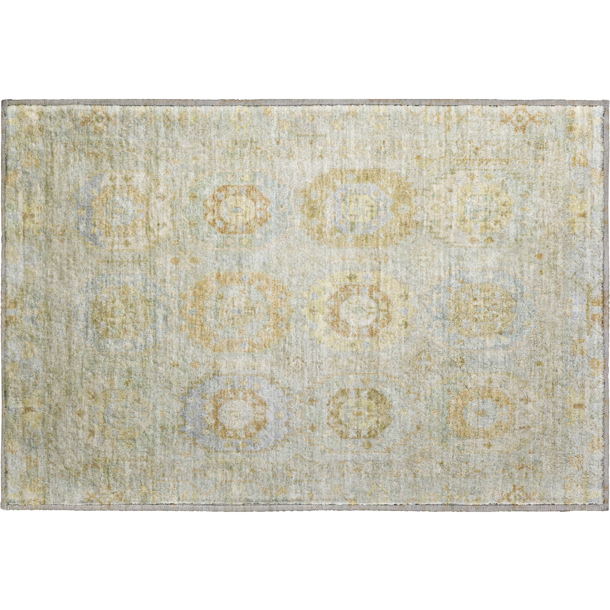 Cairo Machine Washable Traditional Sage Green Rug 1'8" x 2'6" #shape_Rectangle