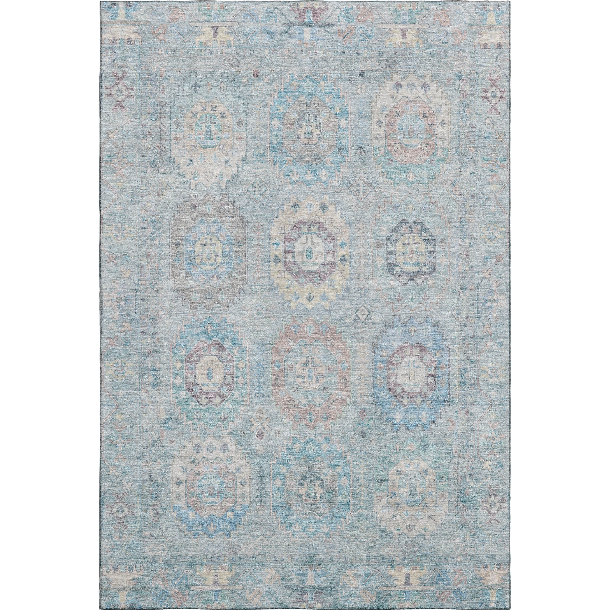 Cairo Machine Washable Traditional Sky Blue Rug 2'6" x 3'10" #shape_Rectangle