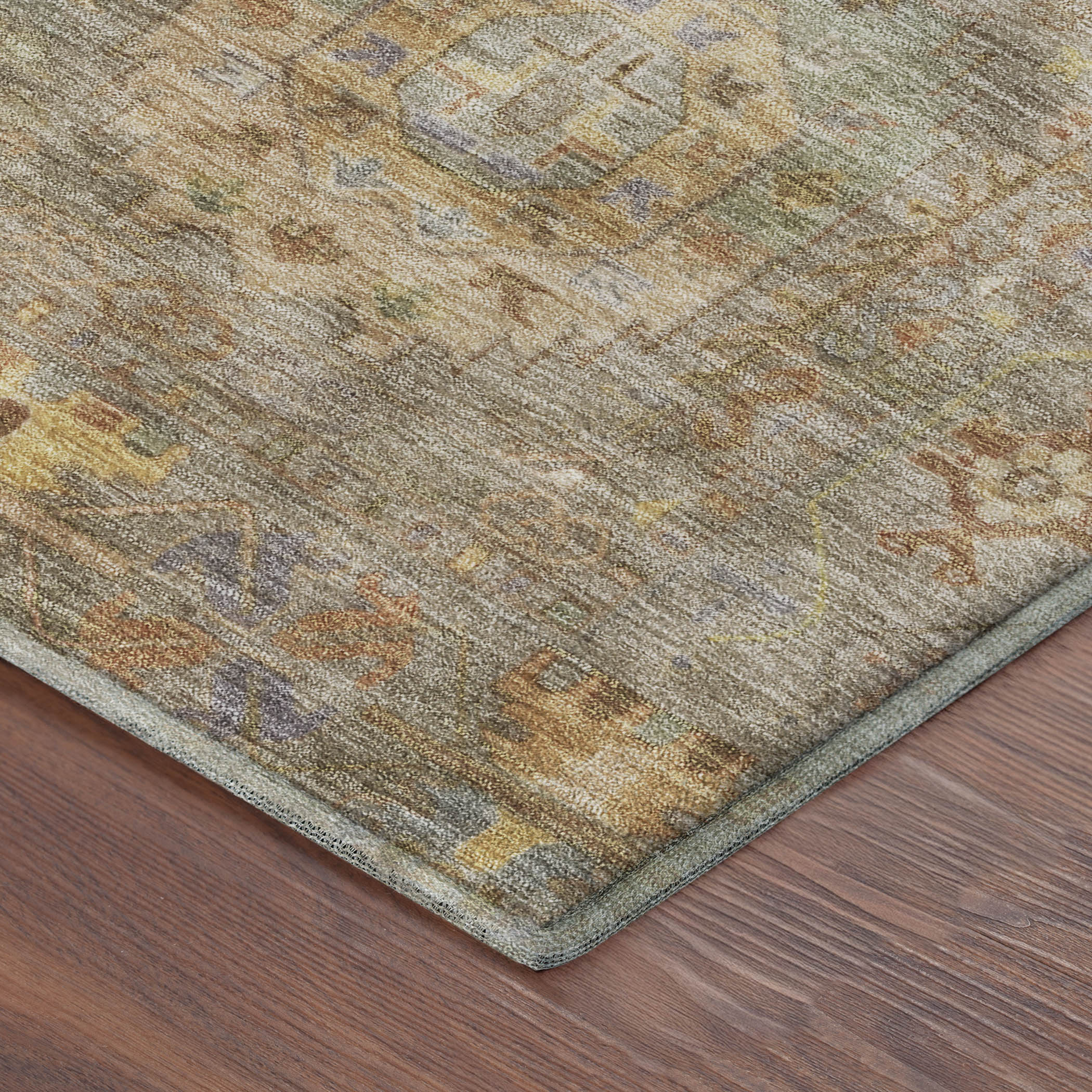 Cairo Machine Washable Traditional Taupe Brown Rug 1'8" x 2'6" #shape_Rectangle